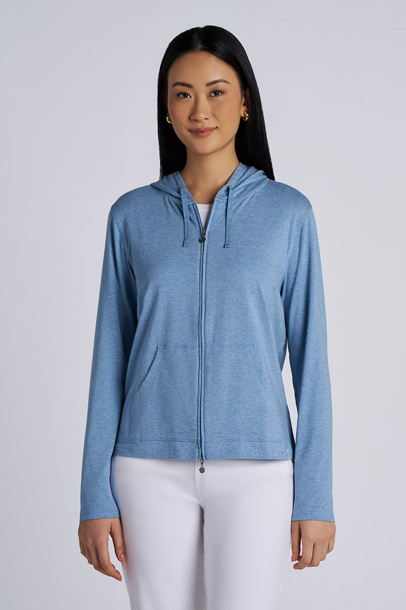Women's Seaside Zip-Up Hoodie | Light Blue Heather