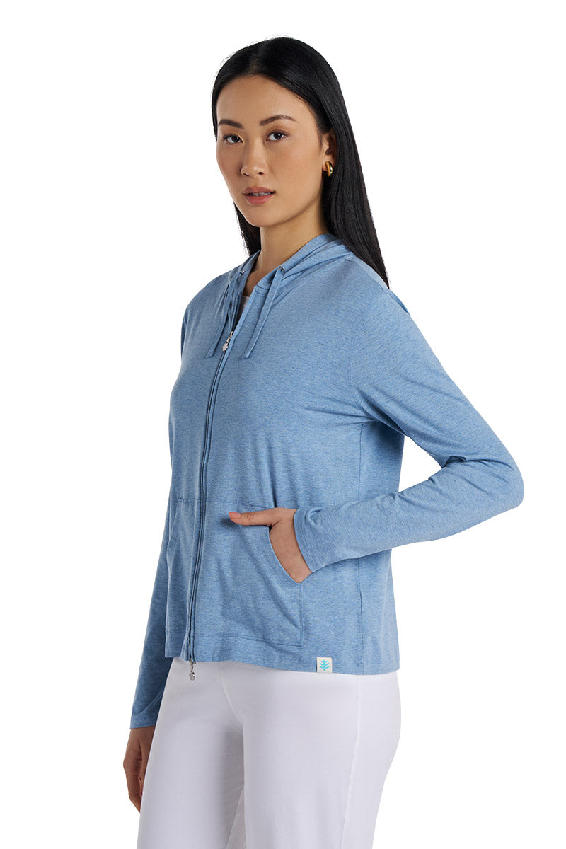Women's Seaside Zip-Up Hoodie | Light Blue Heather