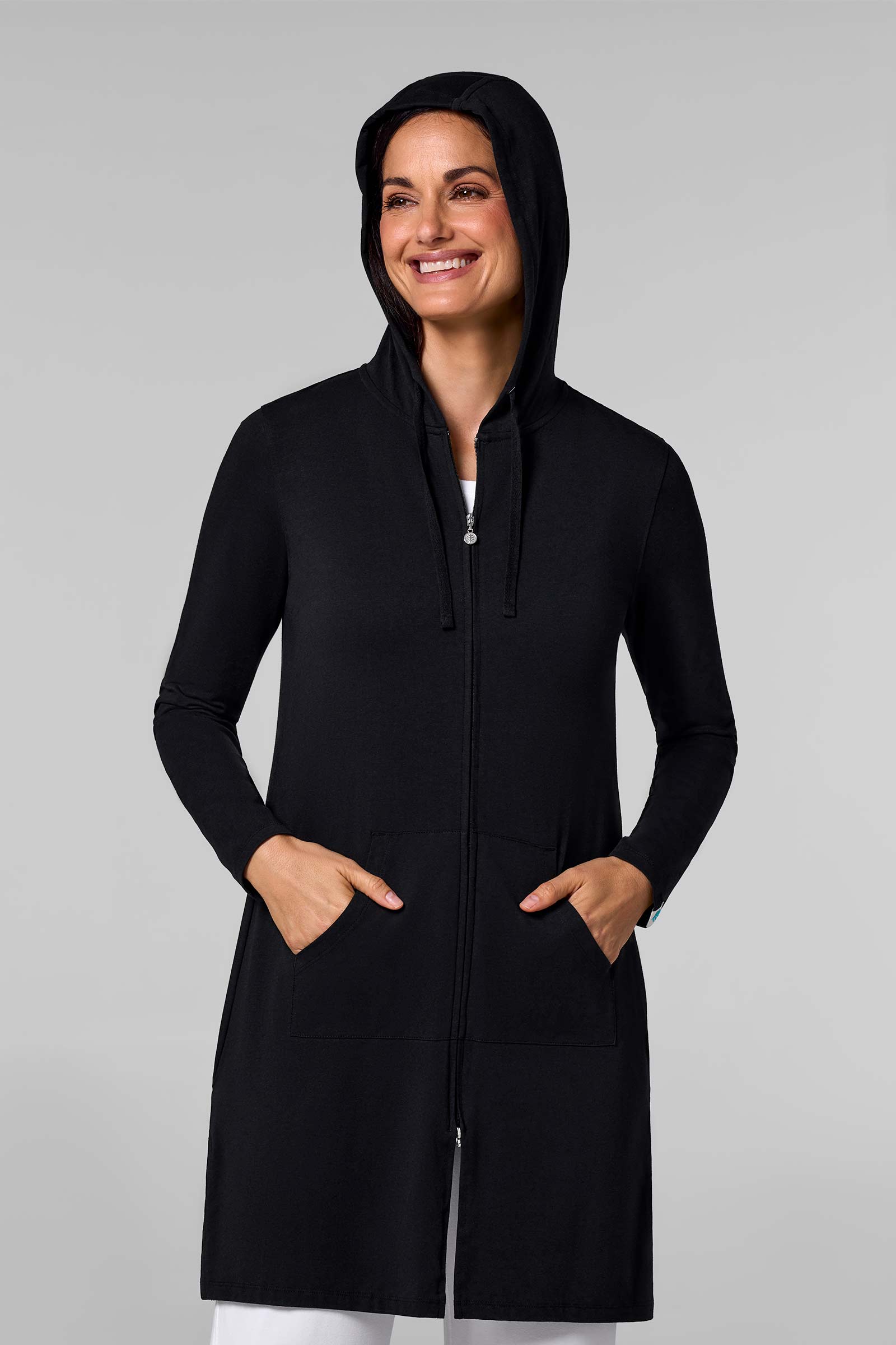 Women's Cabana Long Zip-Up Hoodie | Black