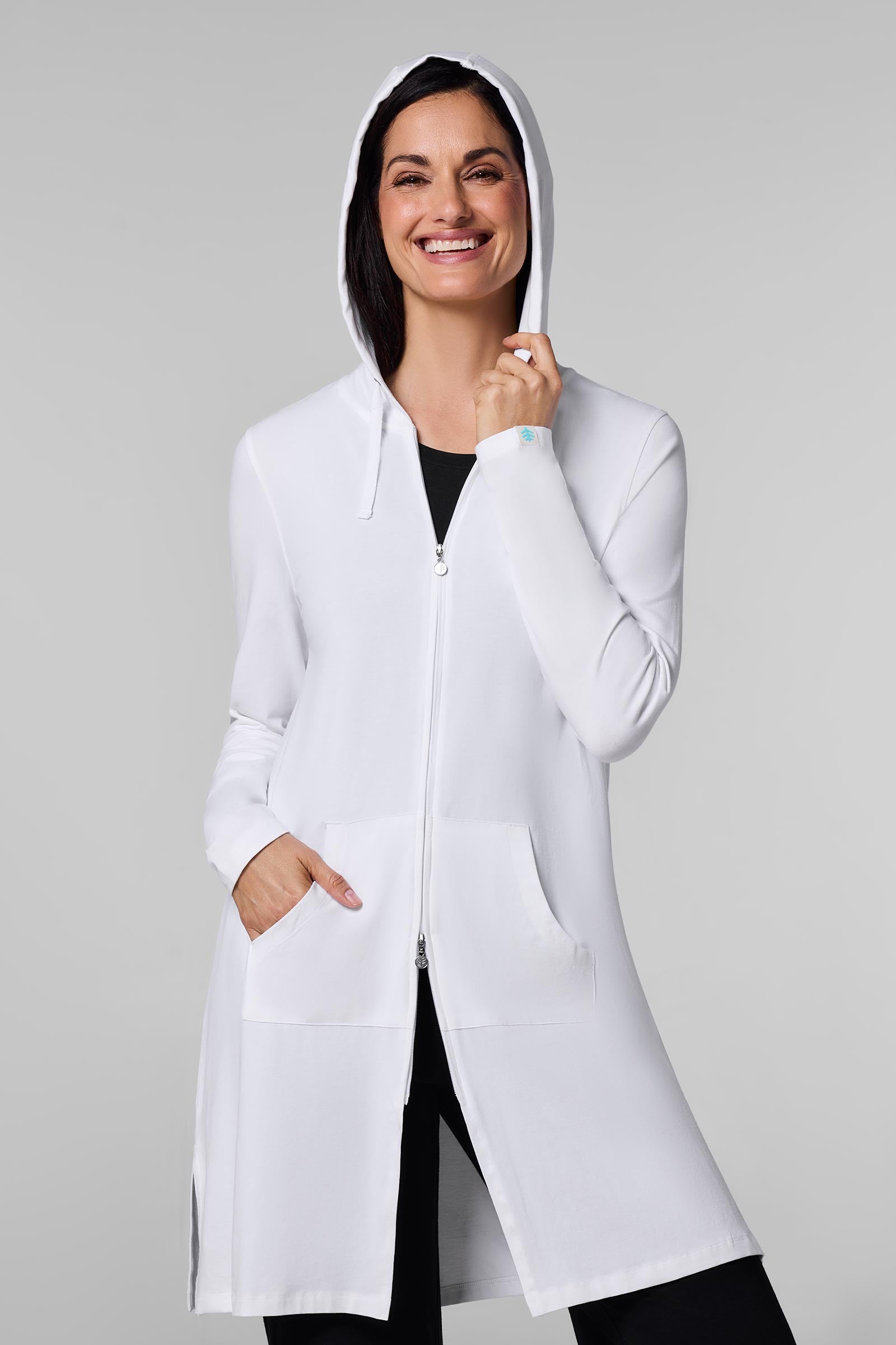 Women's Cabana Long Zip-Up Hoodie | White