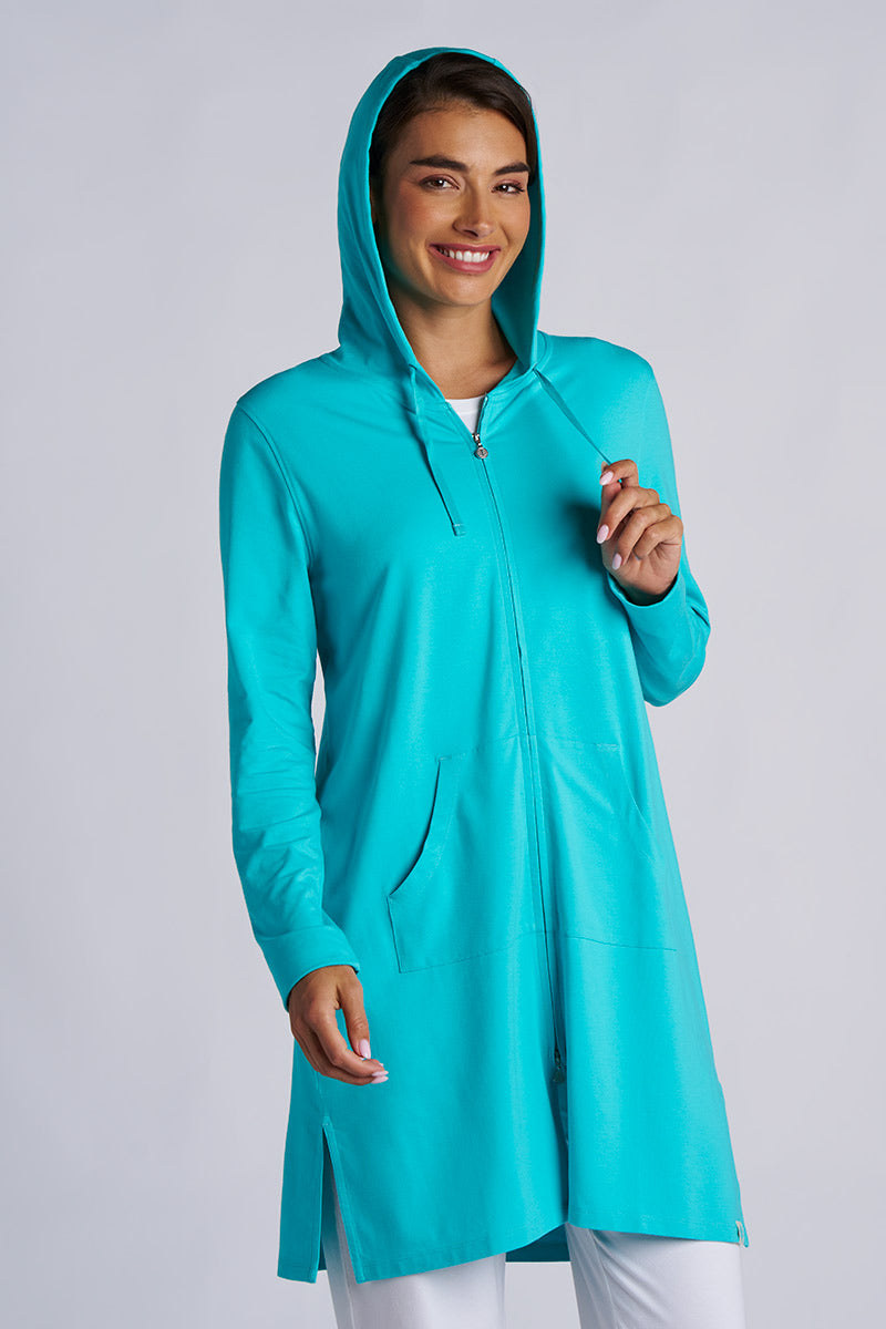 Women's Cabana Long Zip-Up Hoodie | Coolibar Blue