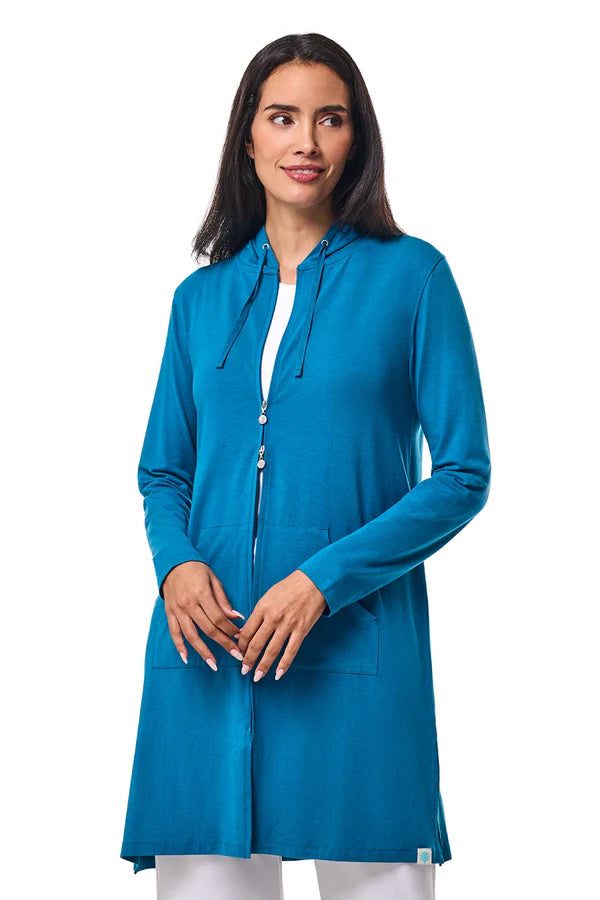 Front image of Coolibar Cabana Hoodie in bluejay.