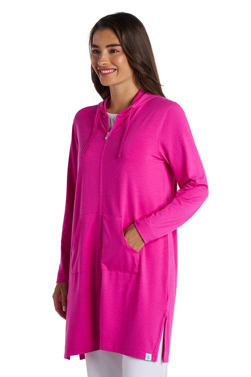 Women's Cabana Long Zip-Up Hoodie | Fuchsia