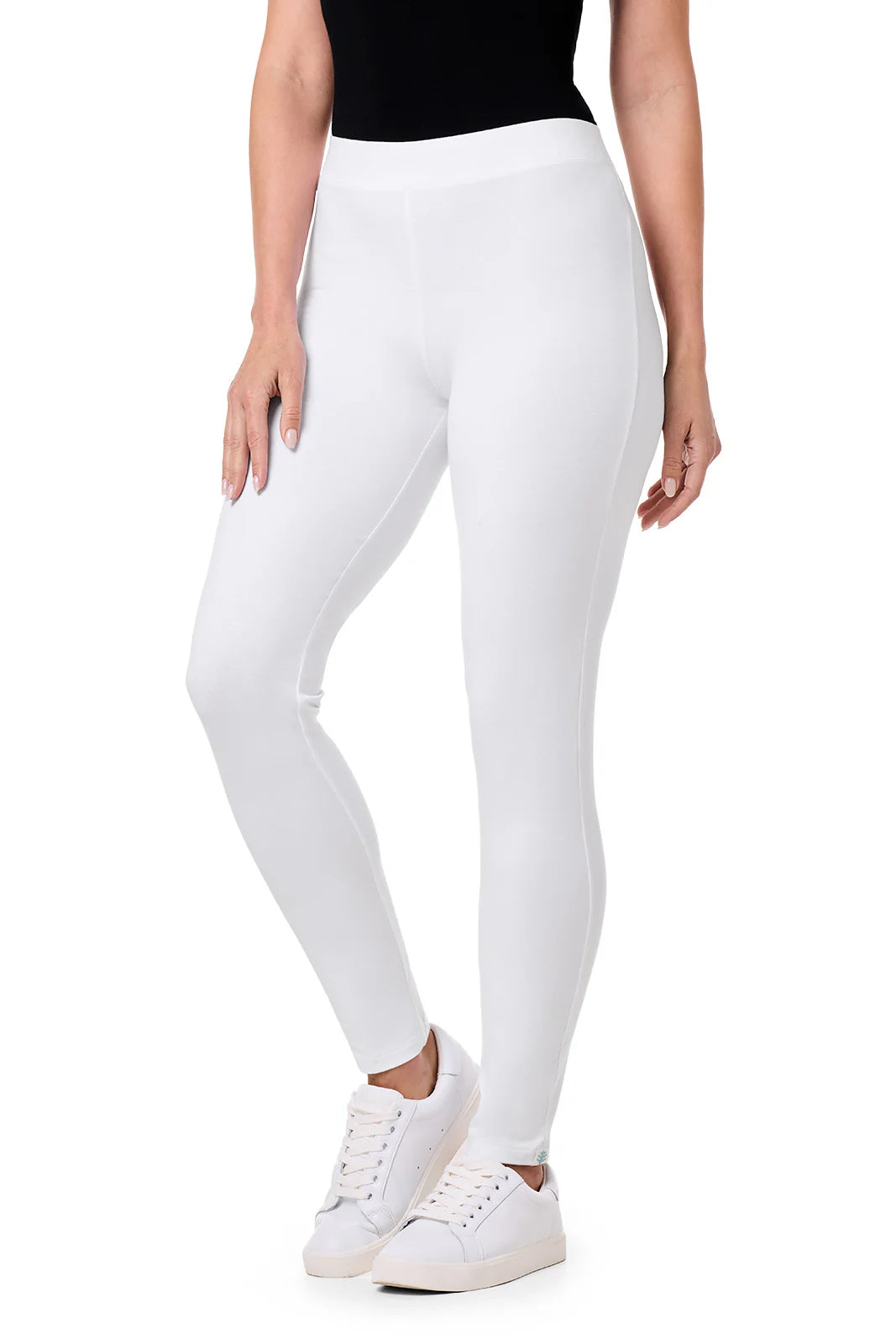Front image of Coolibar Monterey Summer legging in white.