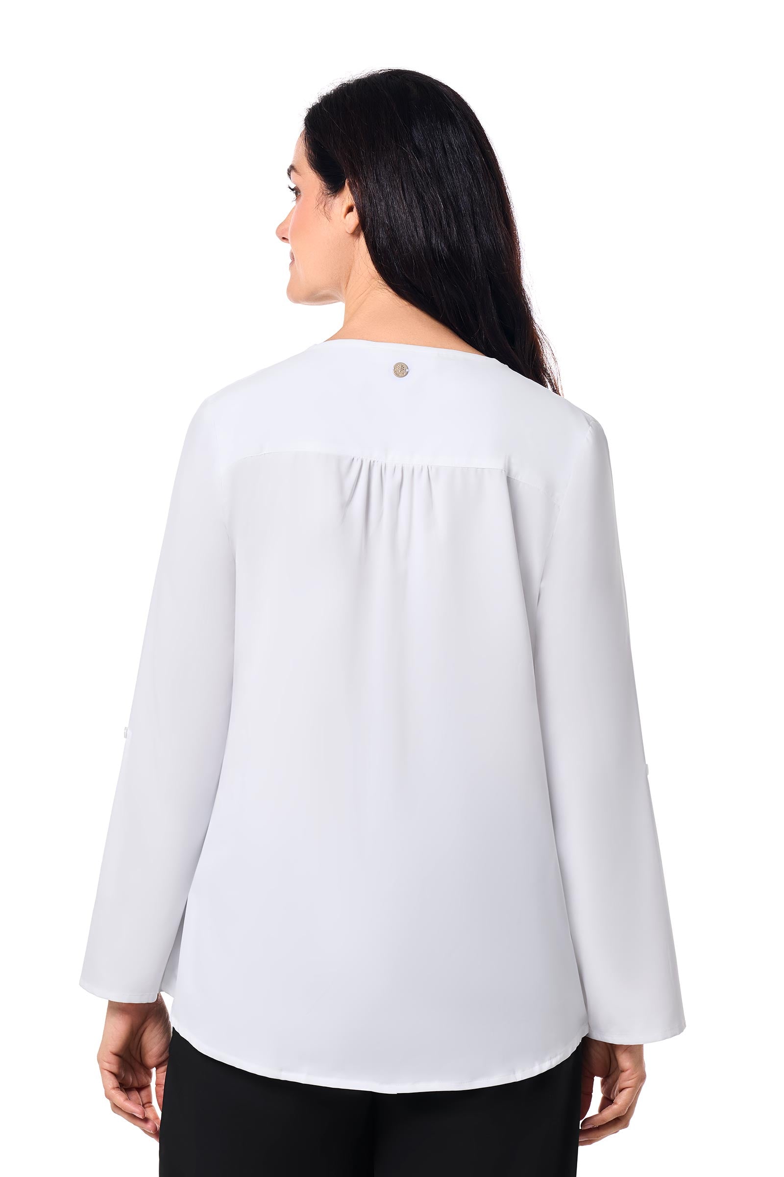 Women's Santa Barbara Tunic Top with Roll-Up Sleeves | White