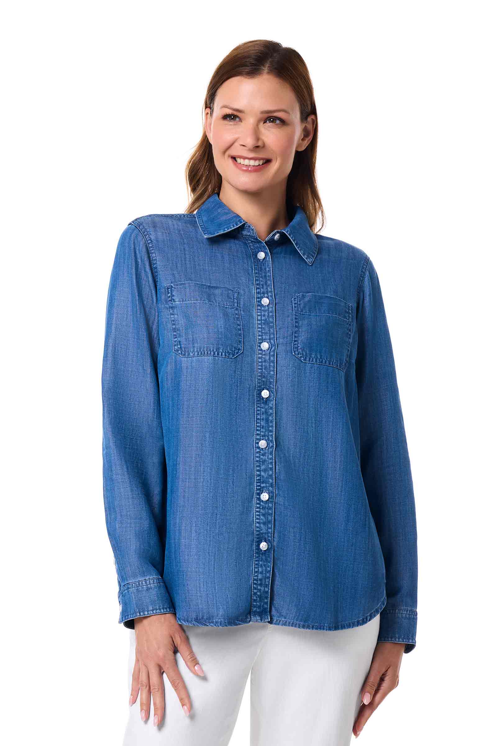 Women's Peninsula Chambray Long Sleeve Shirt | Light Indigo Chambray