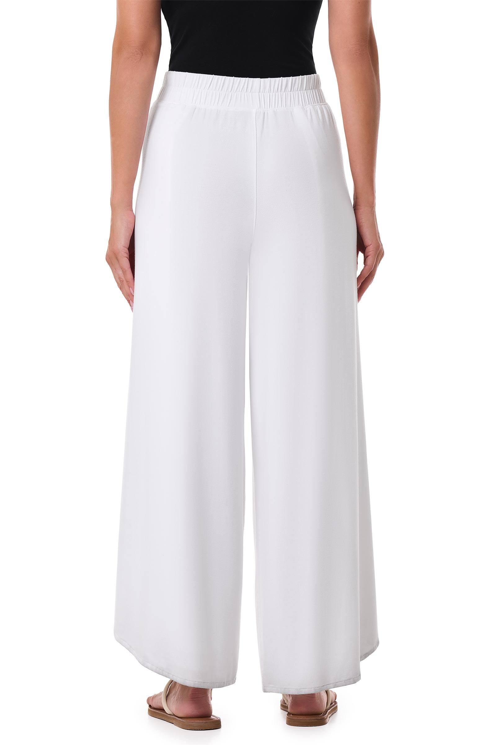 Women's Lynsu Wide Leg Pants with Overlap Detail | White