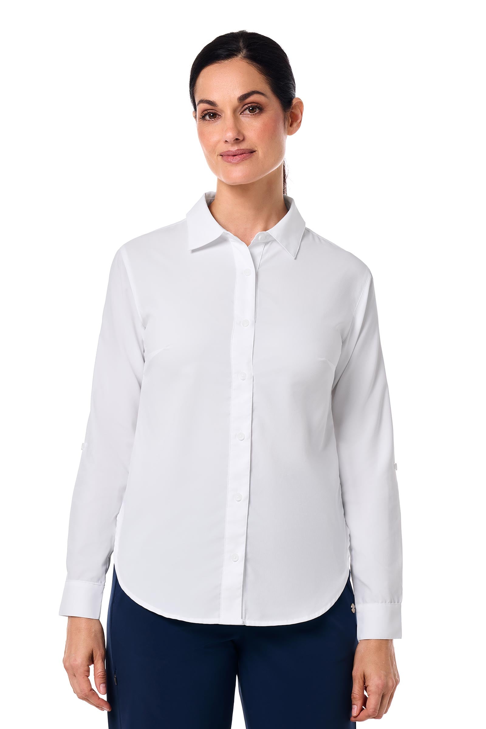 Women's Hepburn Shirt with Roll-Up Sleeves | White