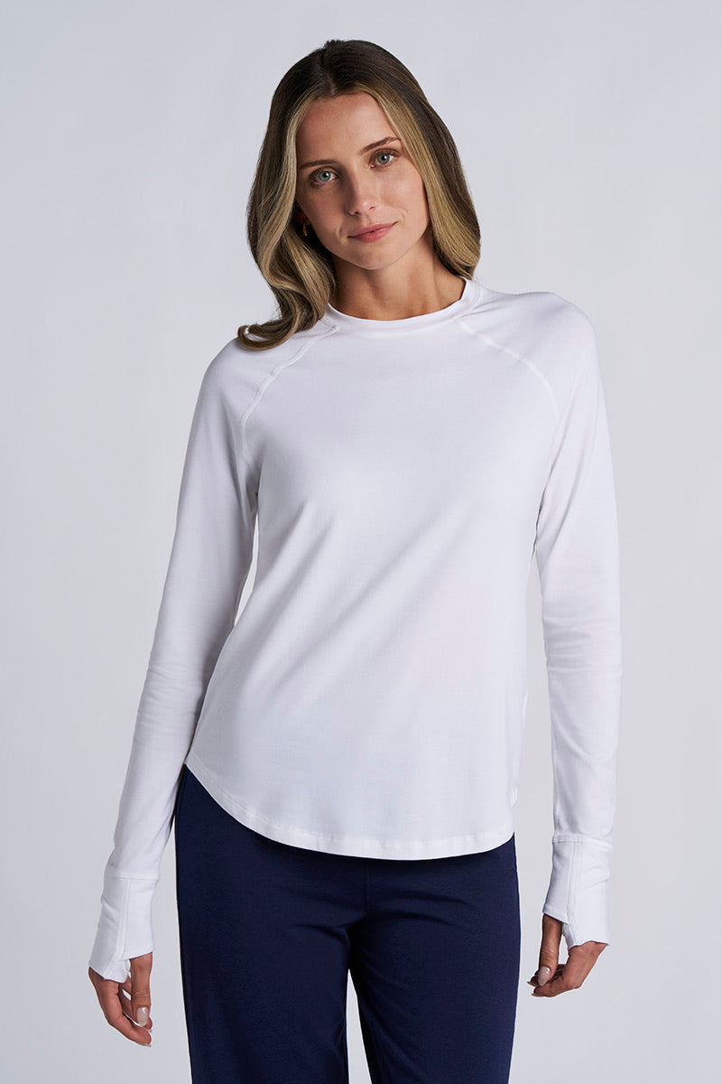 Women's LumaLeo Long Sleeve T-Shirt with Thumbholes | White