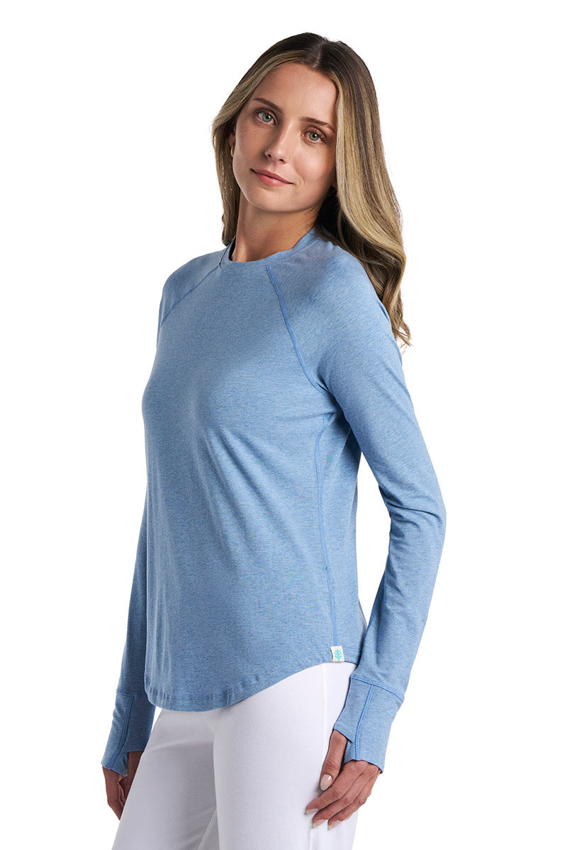Women's LumaLeo Long Sleeve T-Shirt with Thumbholes | Light Blue Heather
