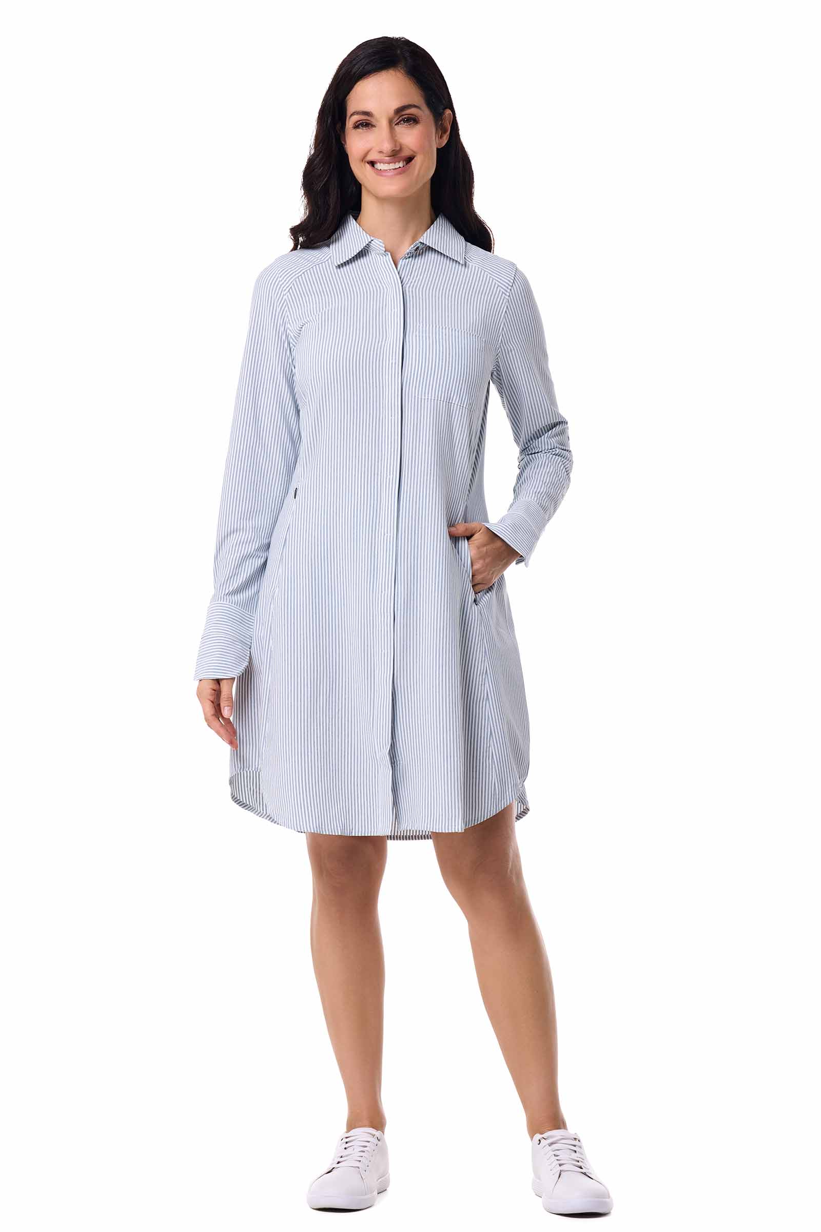Women's Malta Travel Dress | White/Navy Stripe