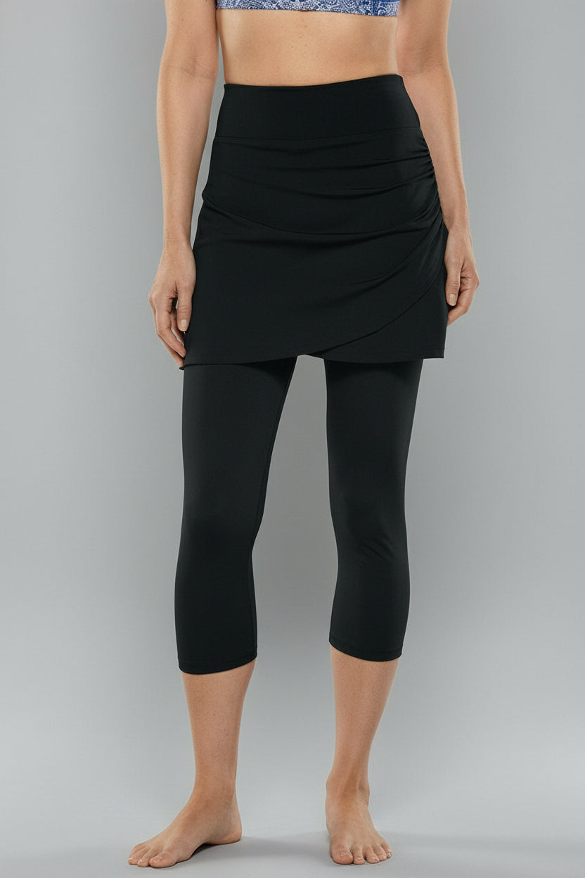 Women's Kahula Skirted Swim Capris | Black