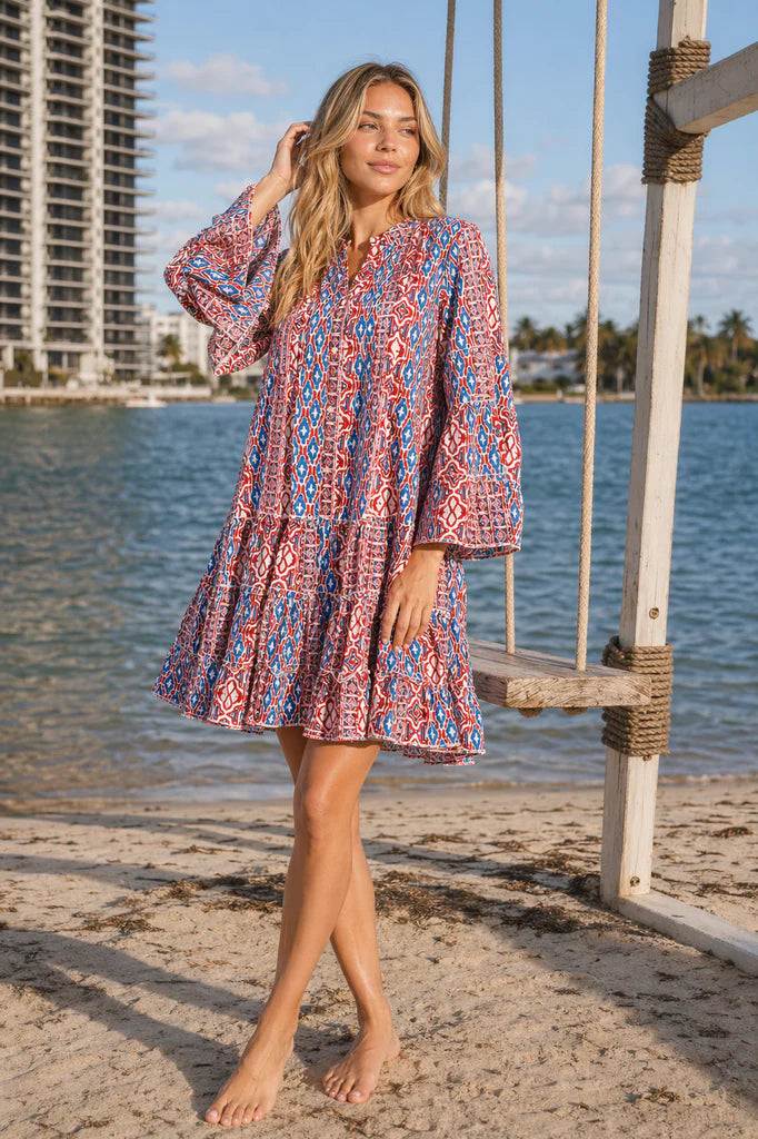 Cotton Tribal Long Sleeve Dress