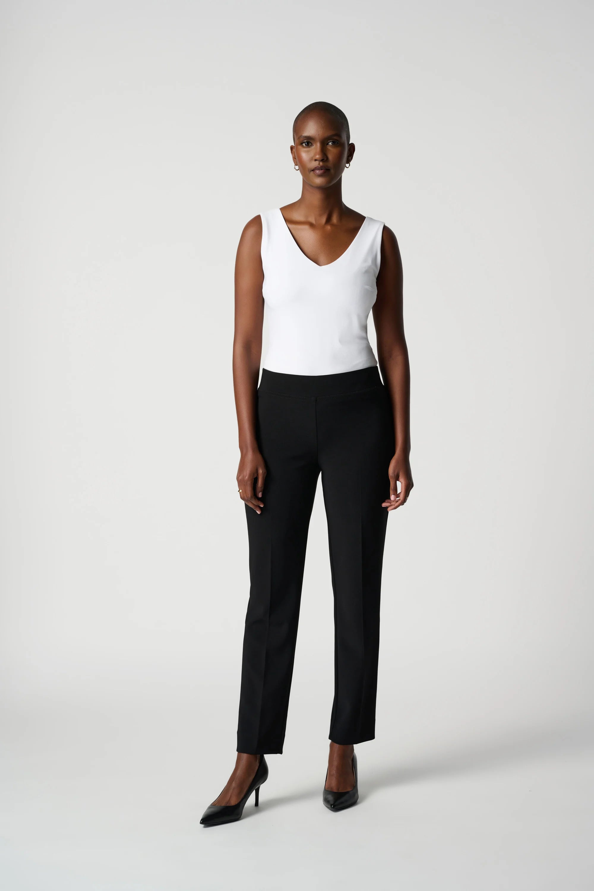 Front image of Joseph Ribkoff Classic Straight Pant in black.