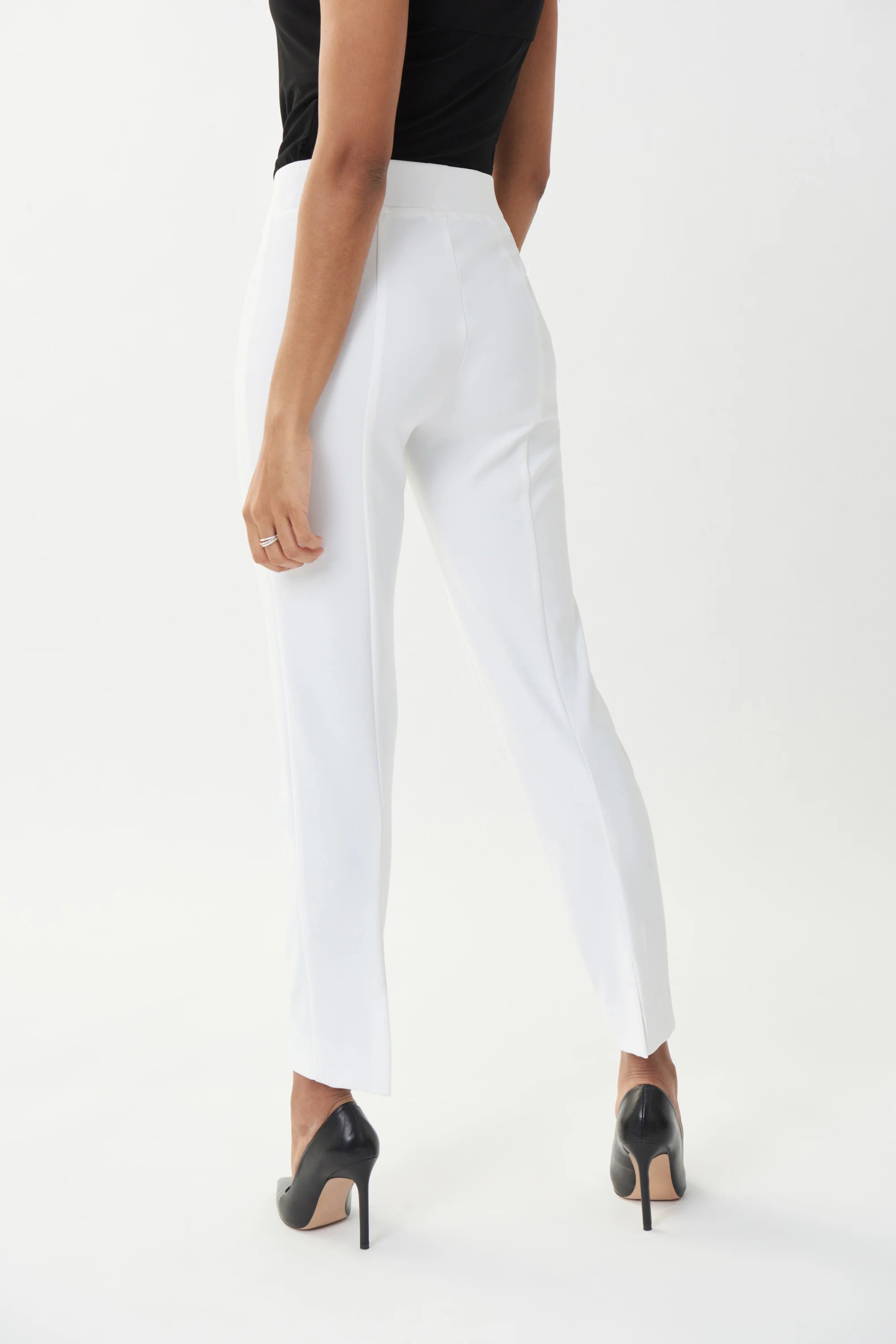 Back image of Joseph Ribkoff pull on classic straight pant in vanilla.