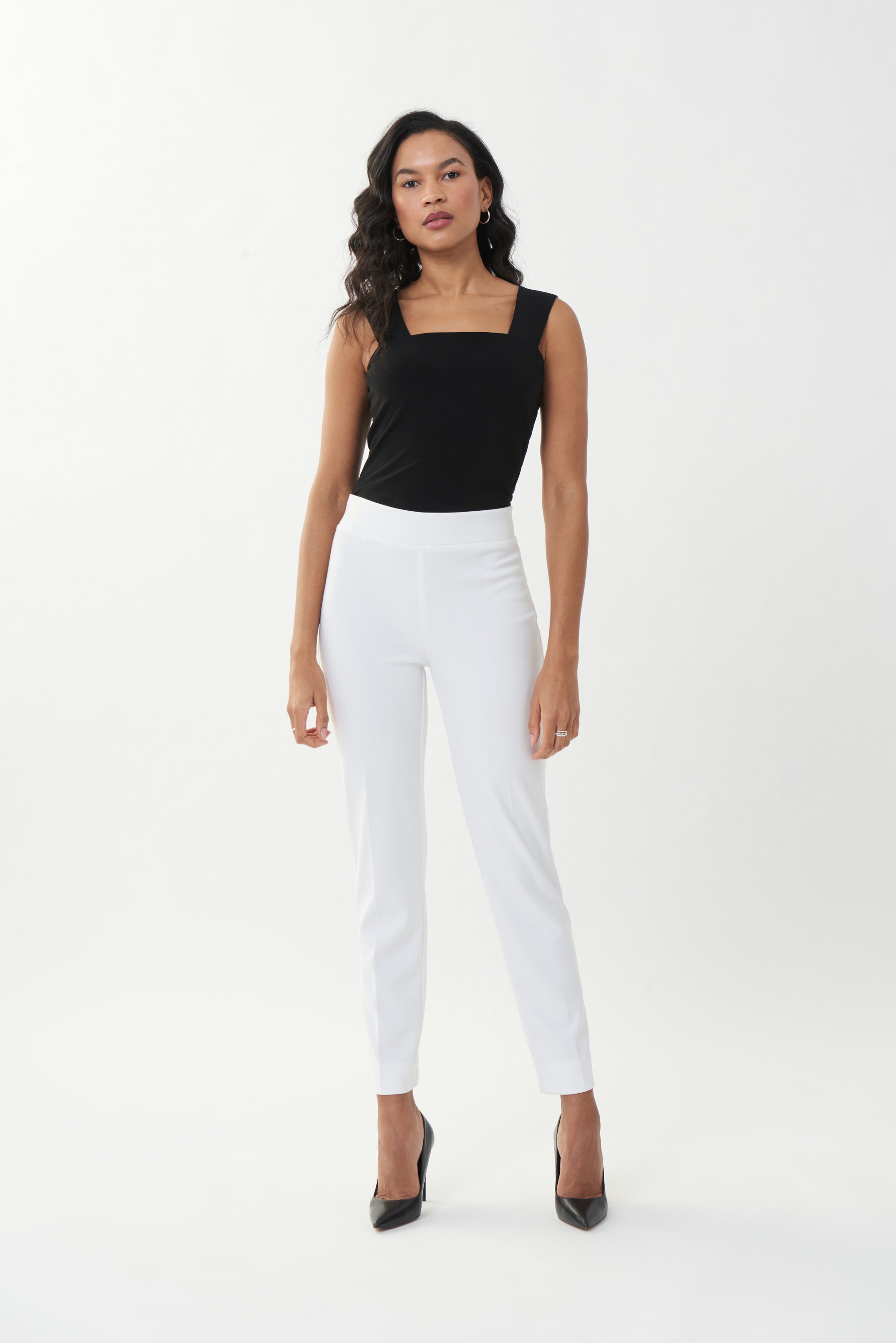 Front image of Joseph Ribkoff classic square neck cami in black.