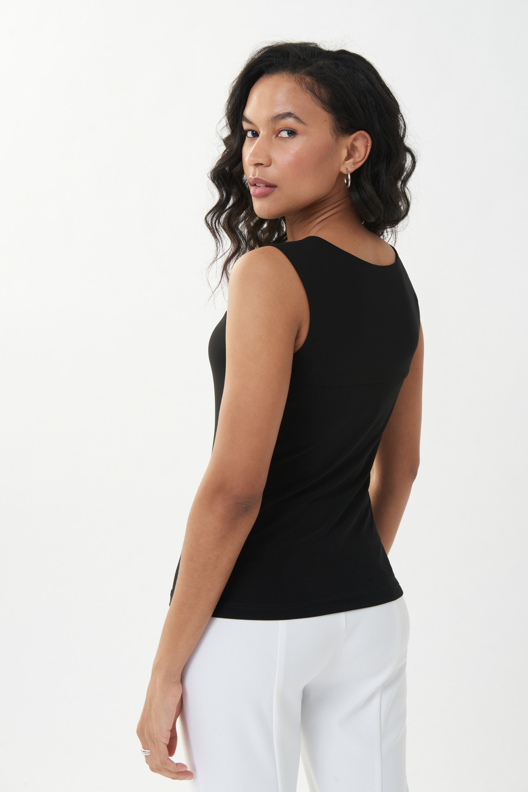 Back image of Joseph Ribkoff classic square neck cami in black.