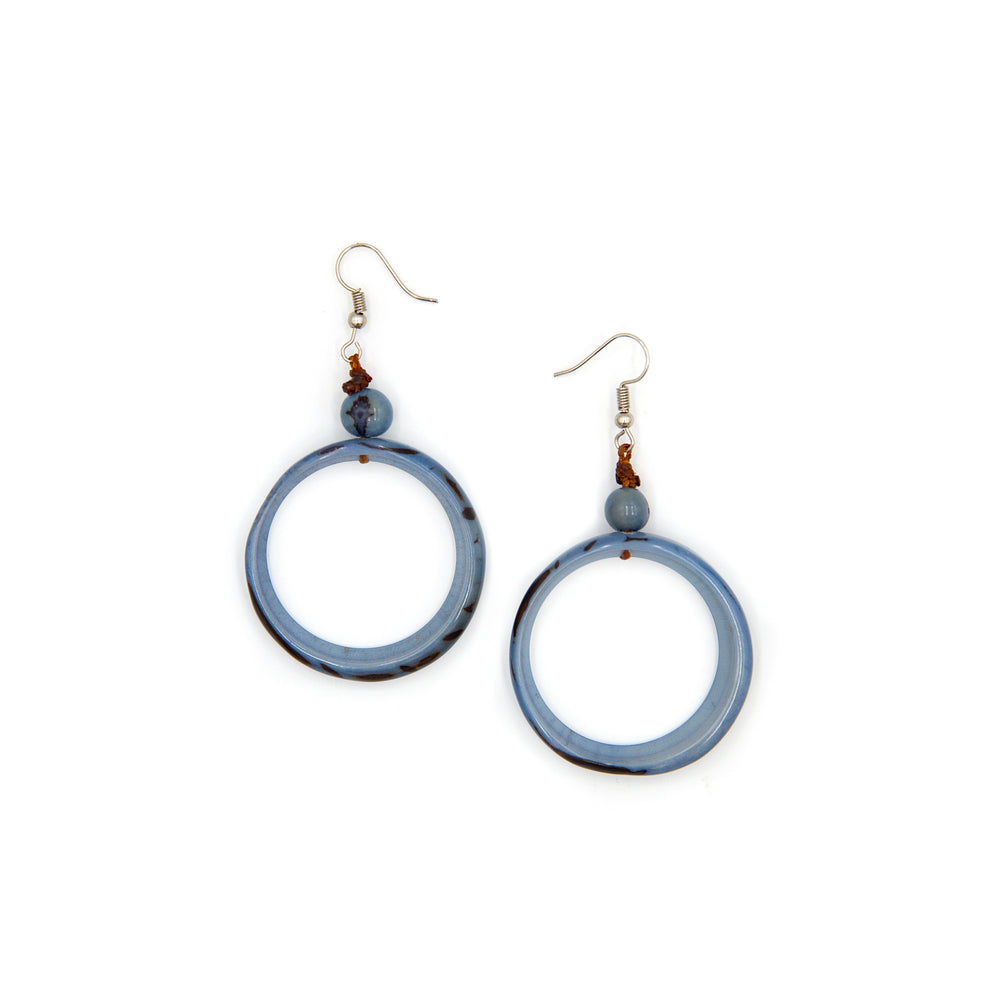 Front image of Tagua Ring of Life Earrings.  Handmade dangle earrings. 