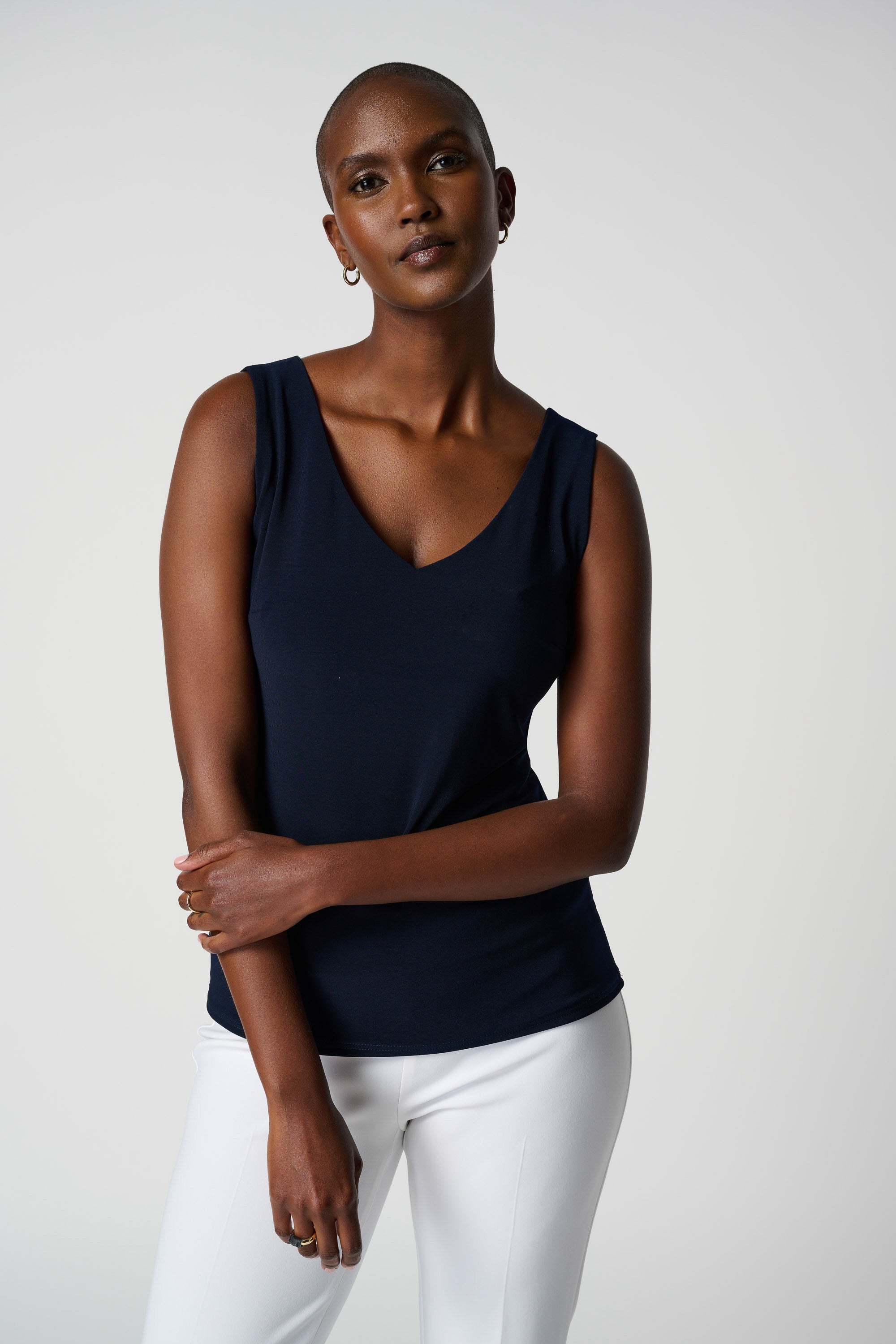 Front image of Joseph Ribkoff classic v-neck cami.