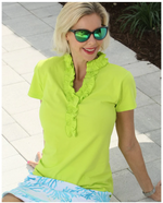 Front image Lime green Charlie Short Sleeve Ruffle Top