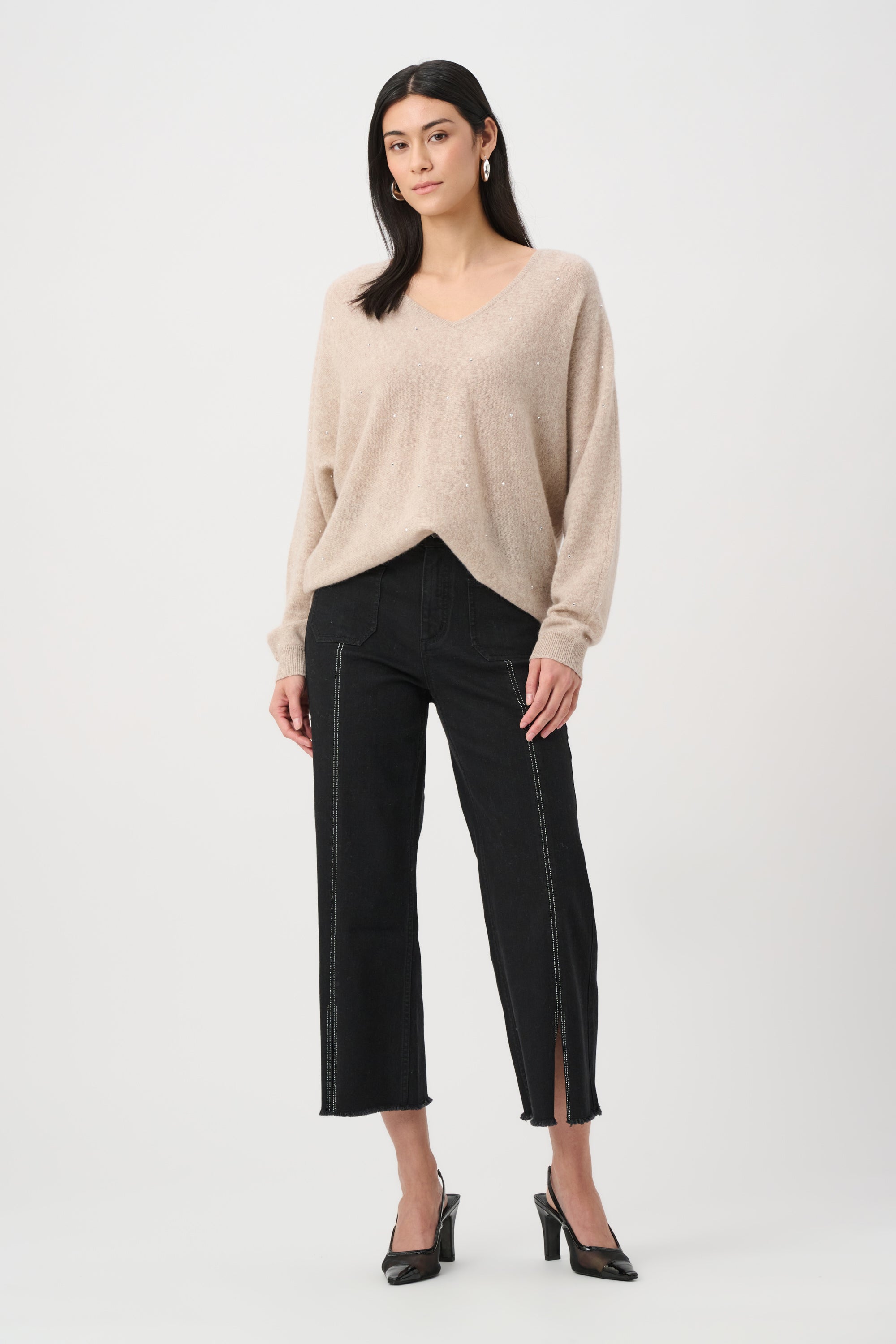 Claudia Culotte Jeans With Embellished Front Seam