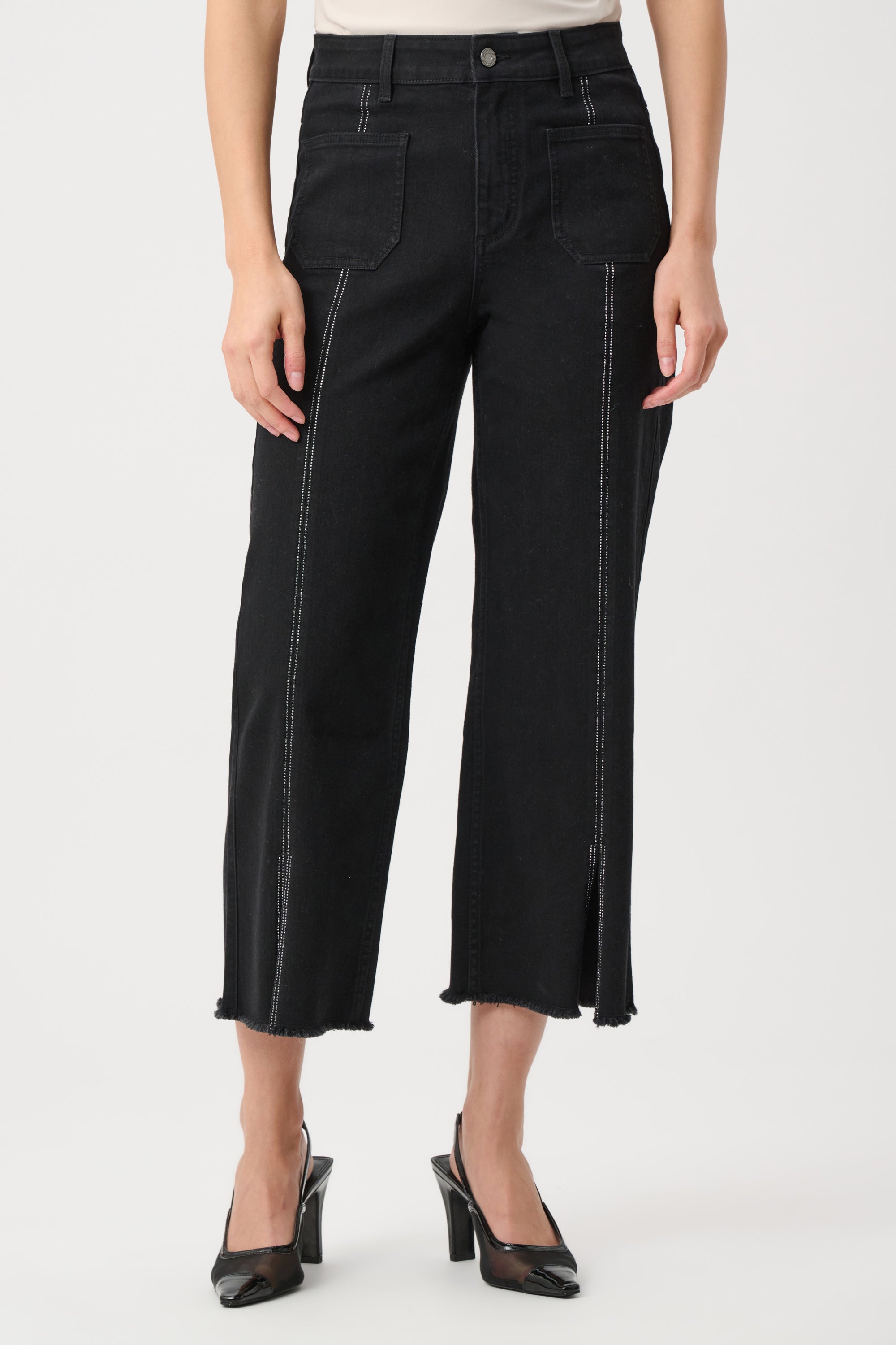 Claudia Culotte Jeans With Embellished Front Seam