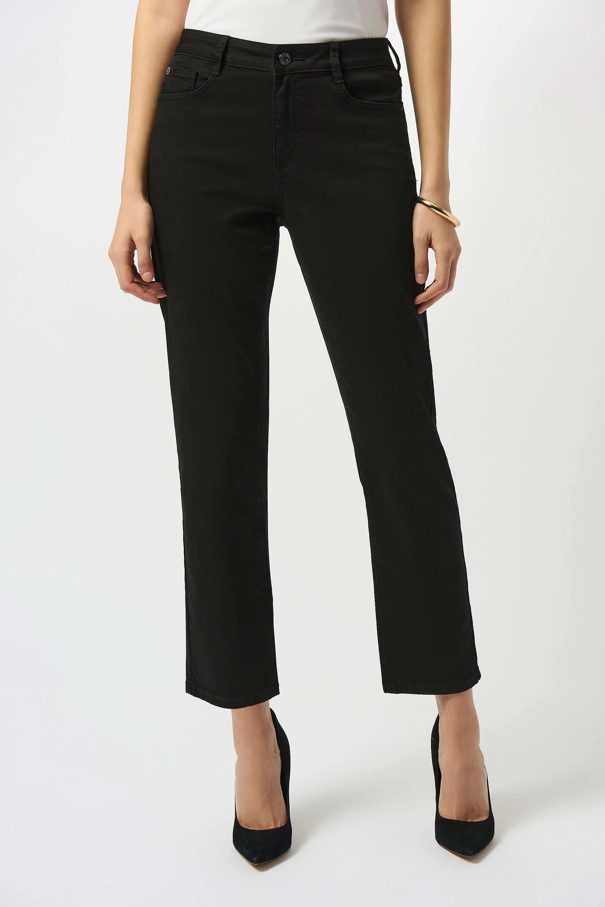 Front image of Black Gia slim fit stretch jeans.