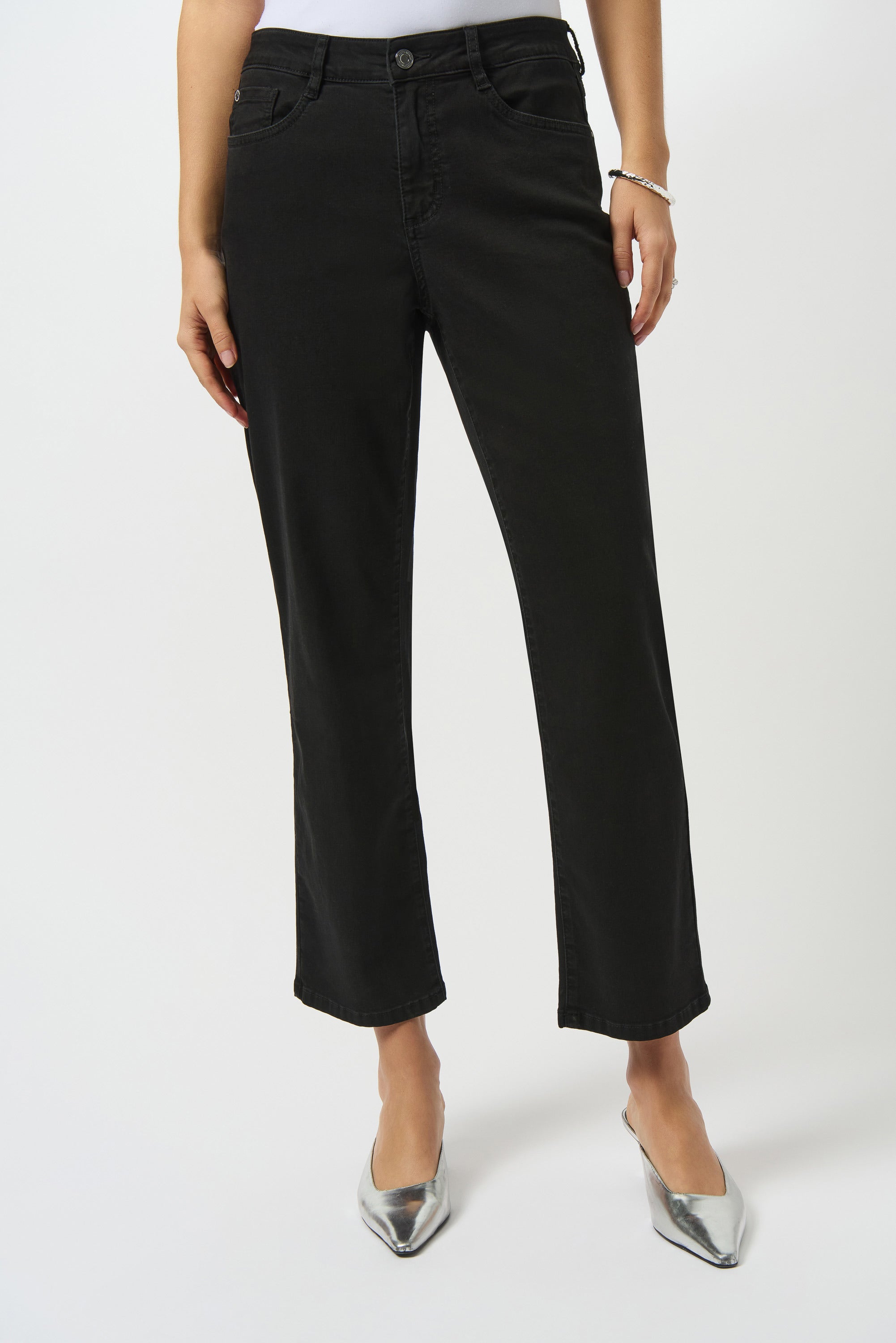Front image of Margot classic straight leg pant in black.