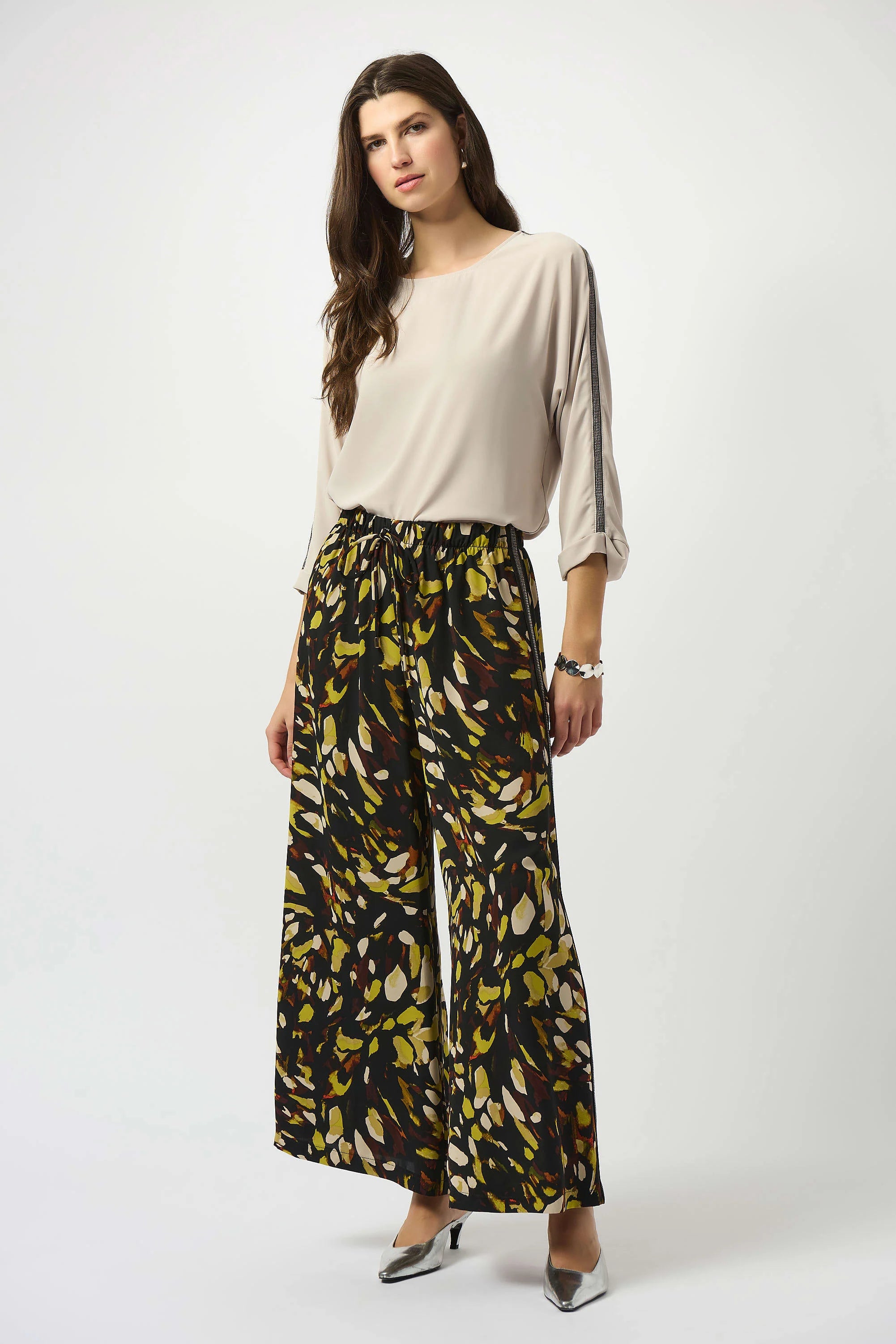 Full Body Image of Joseph Ribkoff Recycled Soft Twill Boxy Top in Moonstone