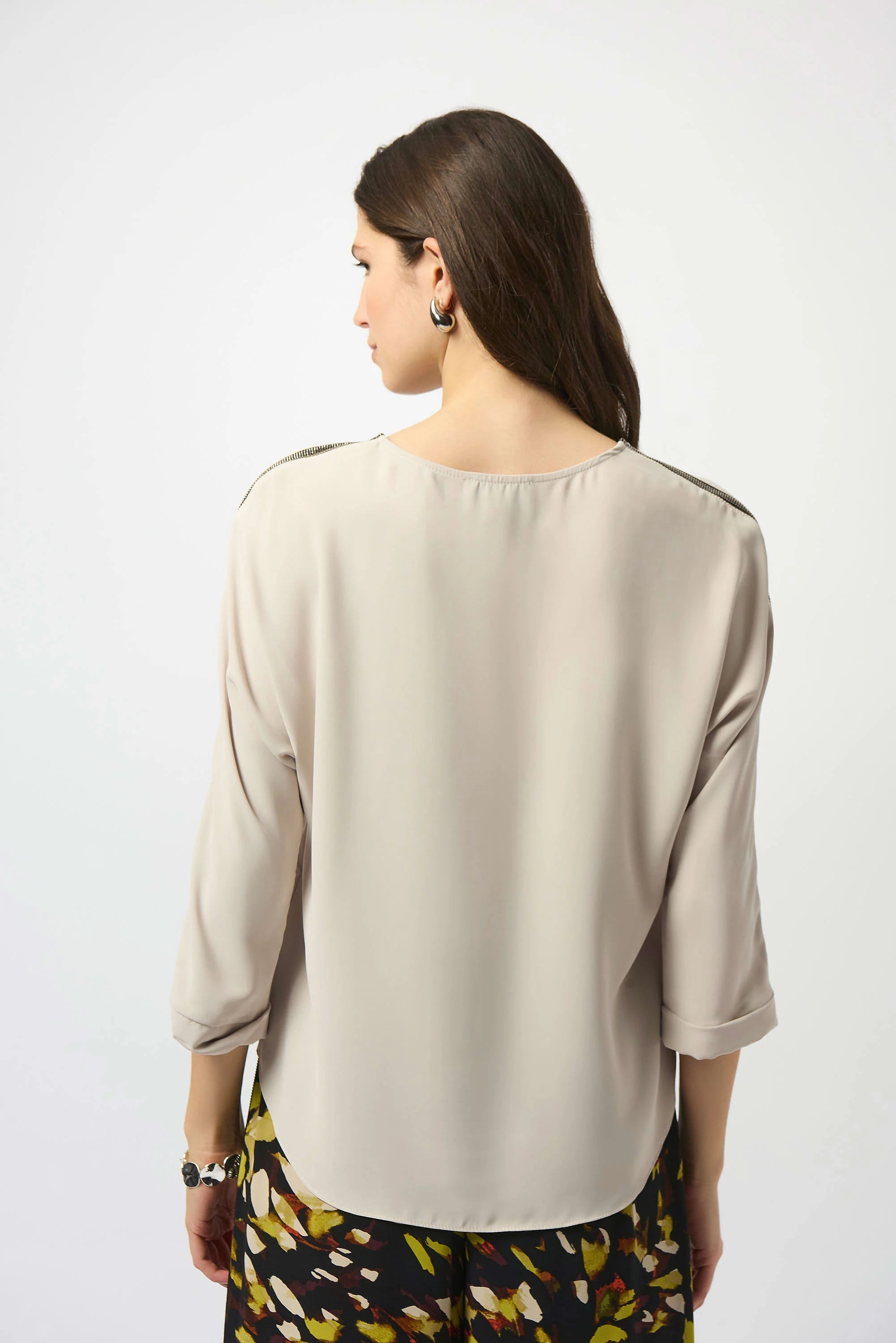 Back Image of Joseph Ribkoff Recycled Soft Twill Boxy Top in Moonstone