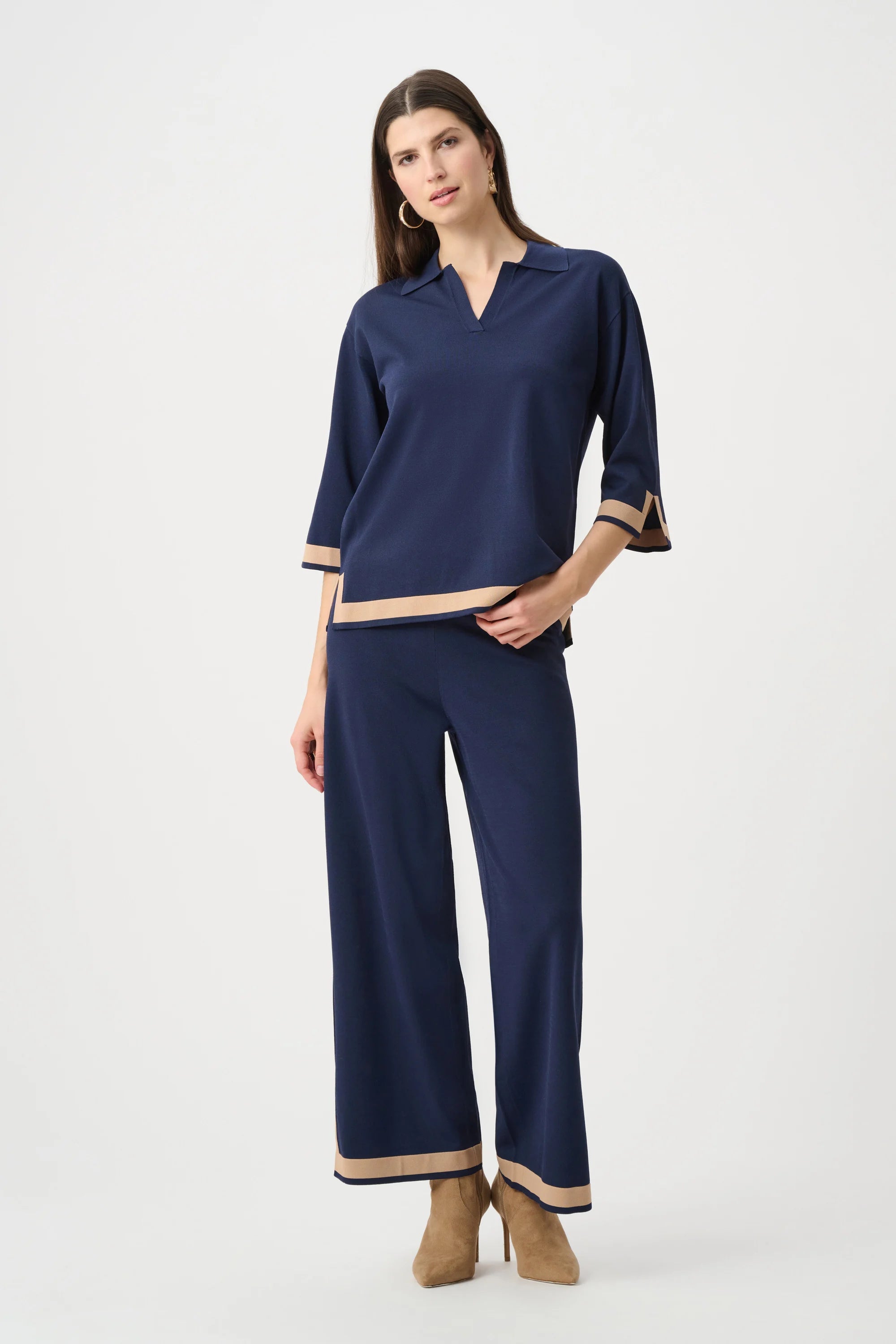 Sweater Knit Colour Block Culotte Pants