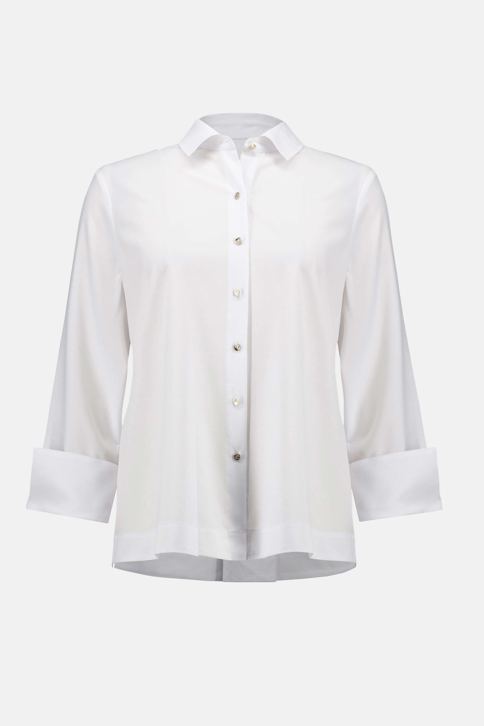 Stretch Poplin Button-Front Blouse with Zipper Accent