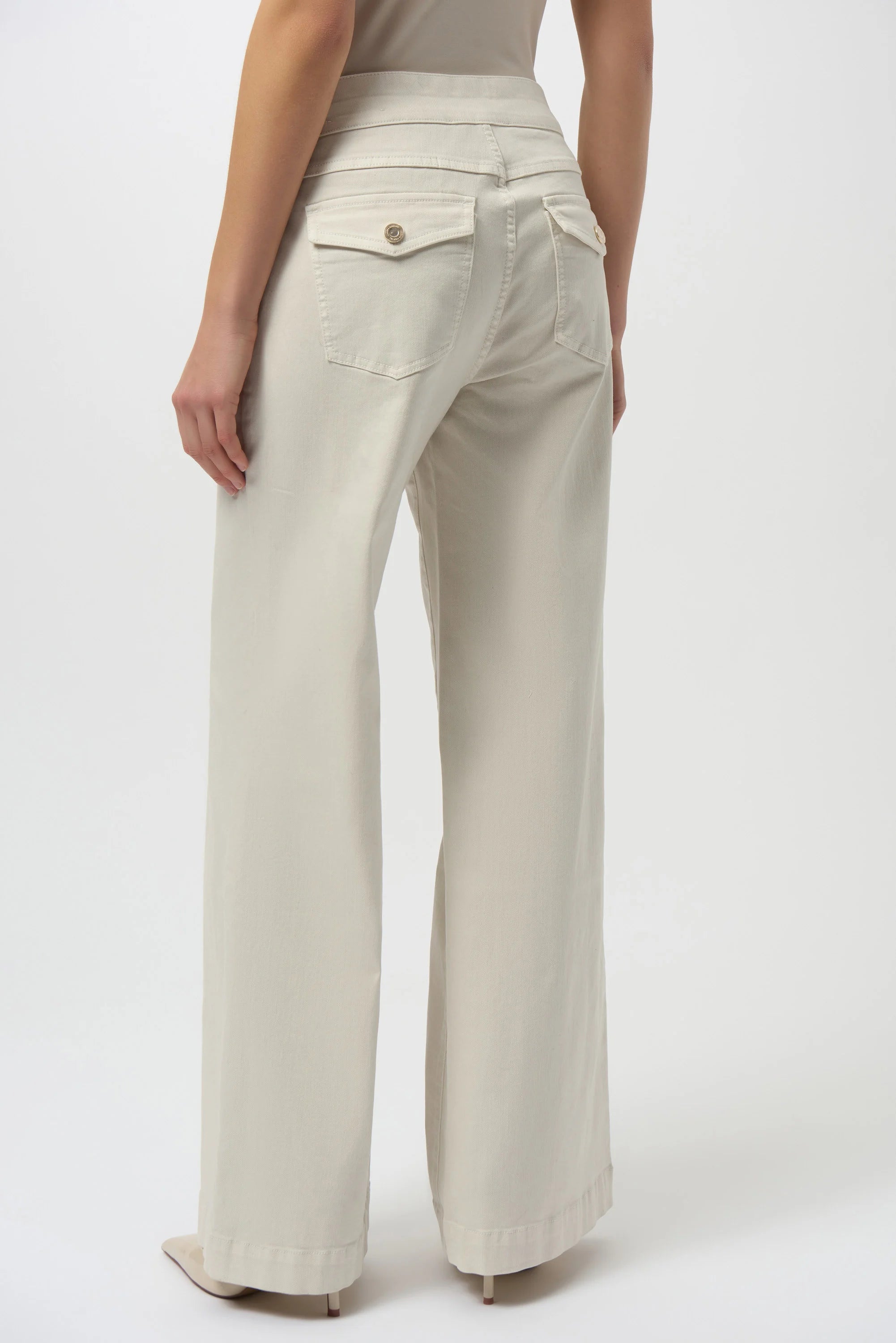 Back Image of Joseph Ribkoff Classic Wide Leg Pull-On Jeans in Birch