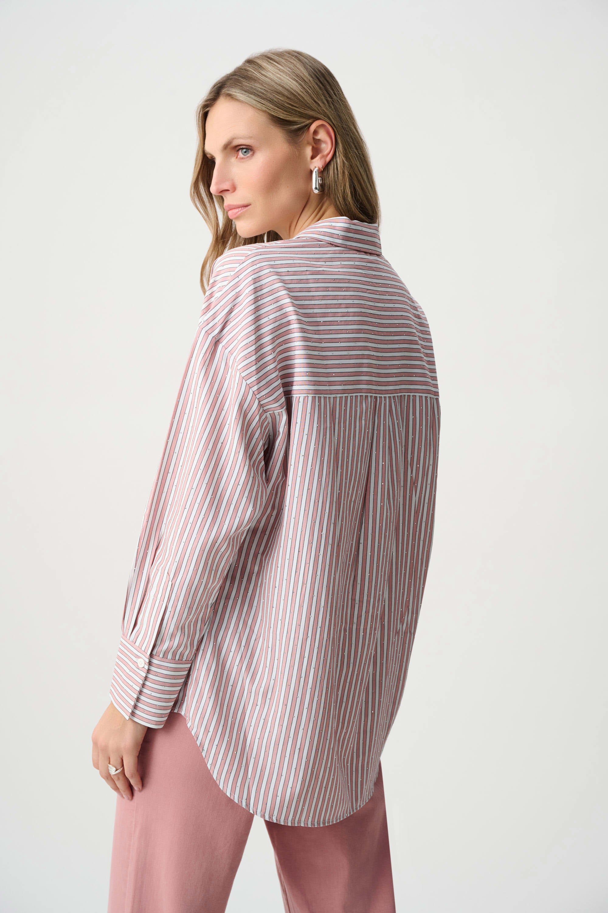 Tencel Stripe Print Boxy Blouse