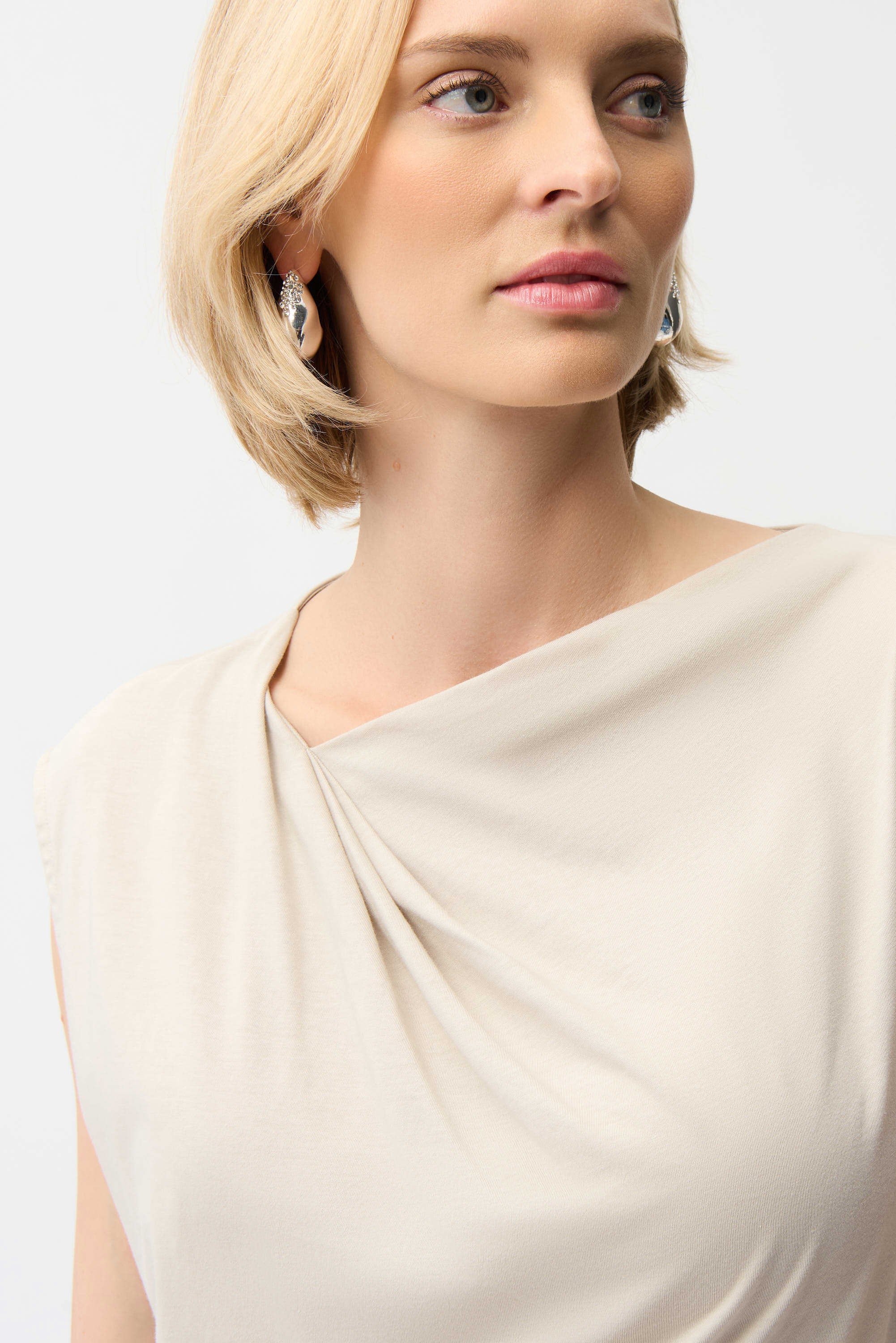 Cotton Top With Asymmetrical Collar