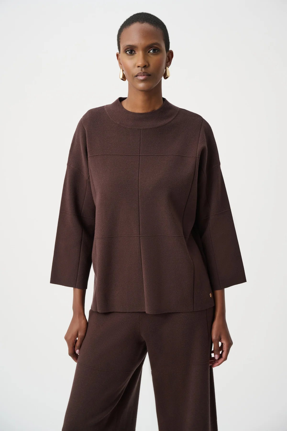 Mock-Neck Square Stitch Sweater
