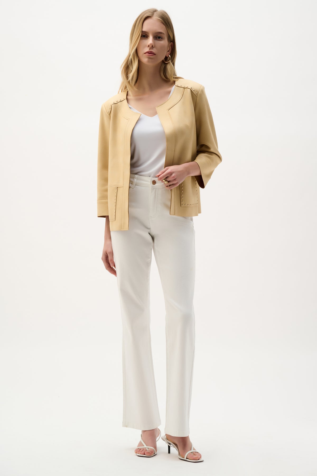 Foiled Scuba Suede Boxy Jacket With Stud Details