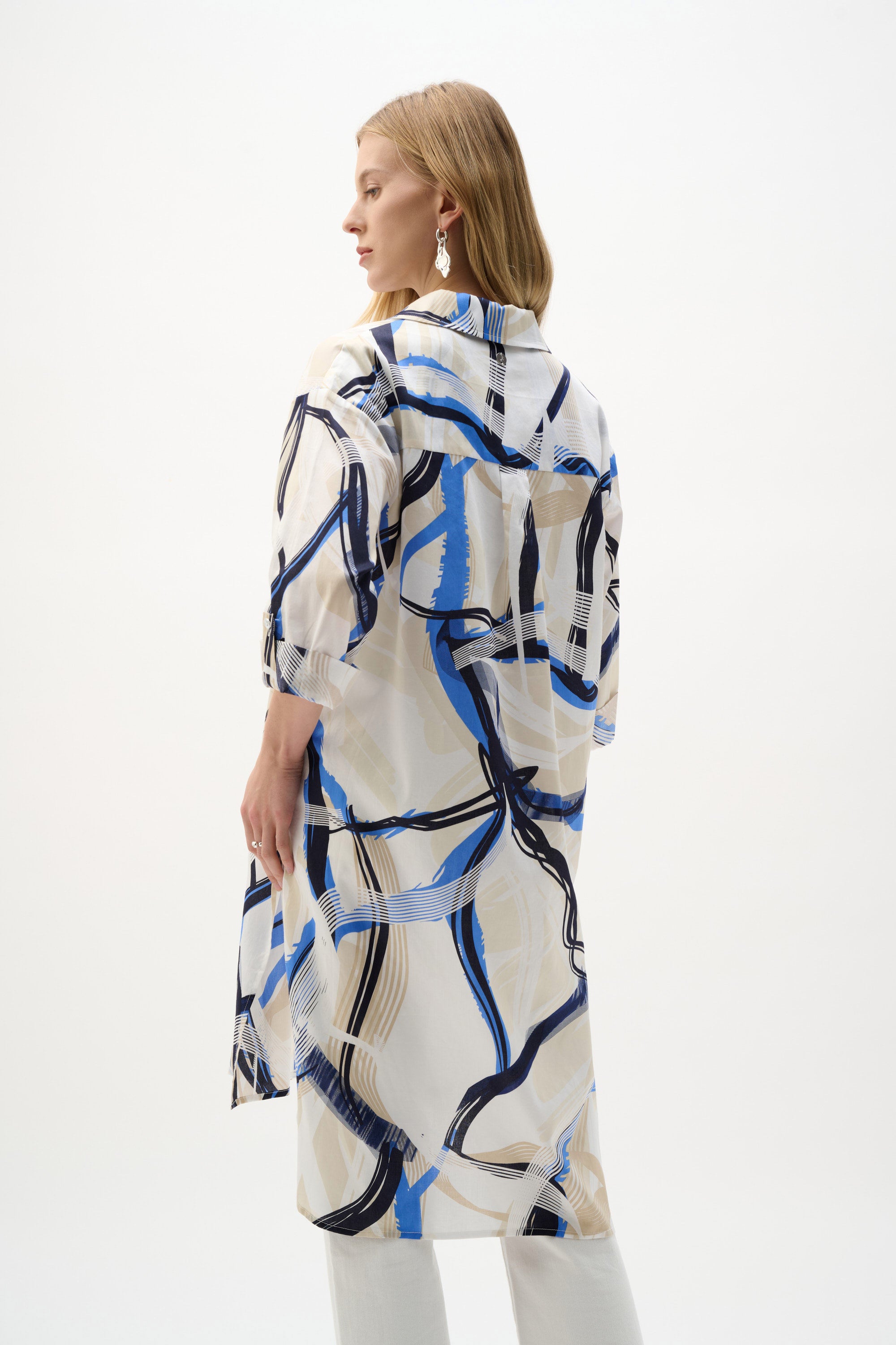 Cotton Voile Abstract Print Straight Blouse