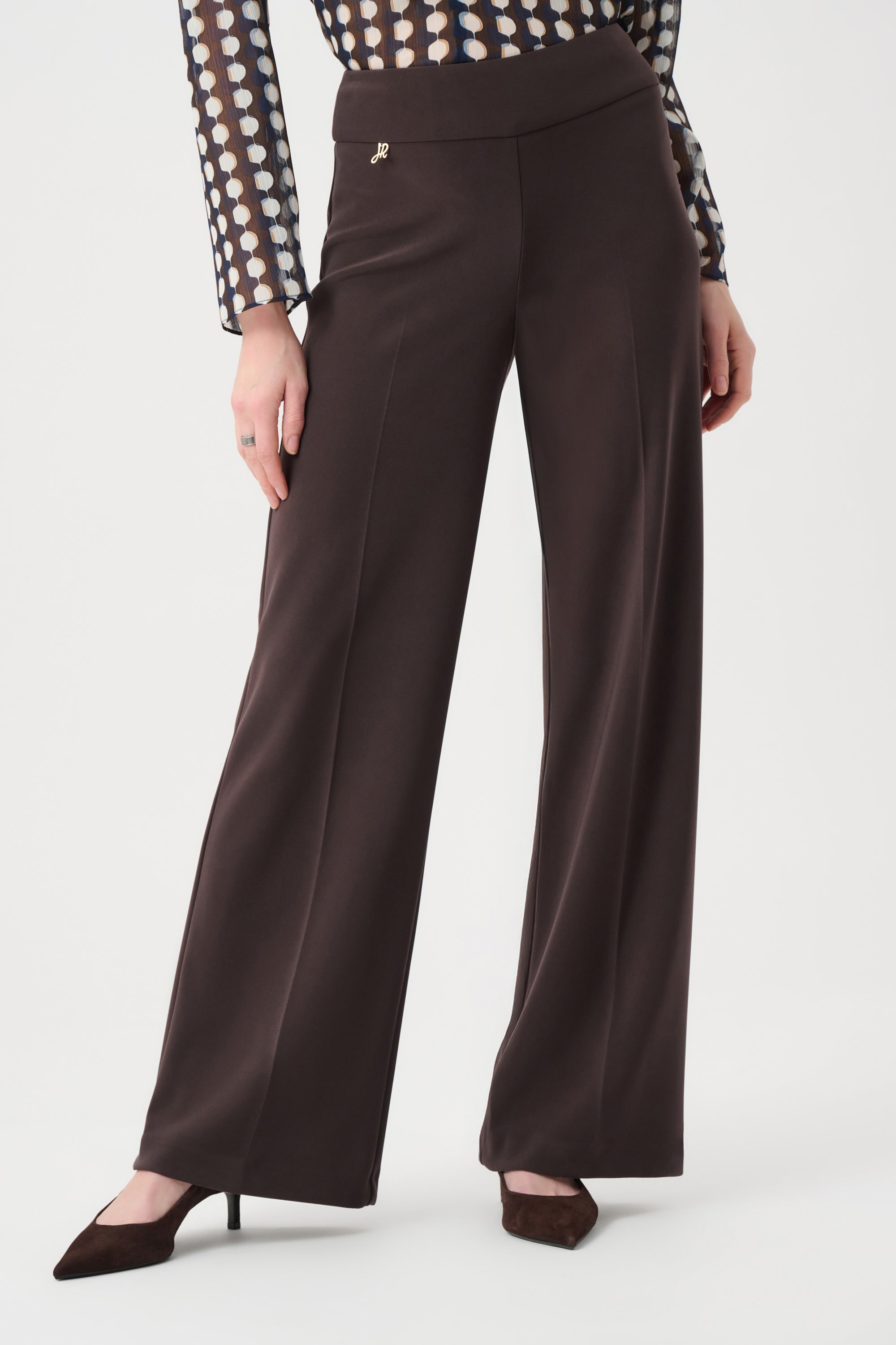 Front View of Joseph Ribkoff Silky Wide-Leg Pull-On Pants