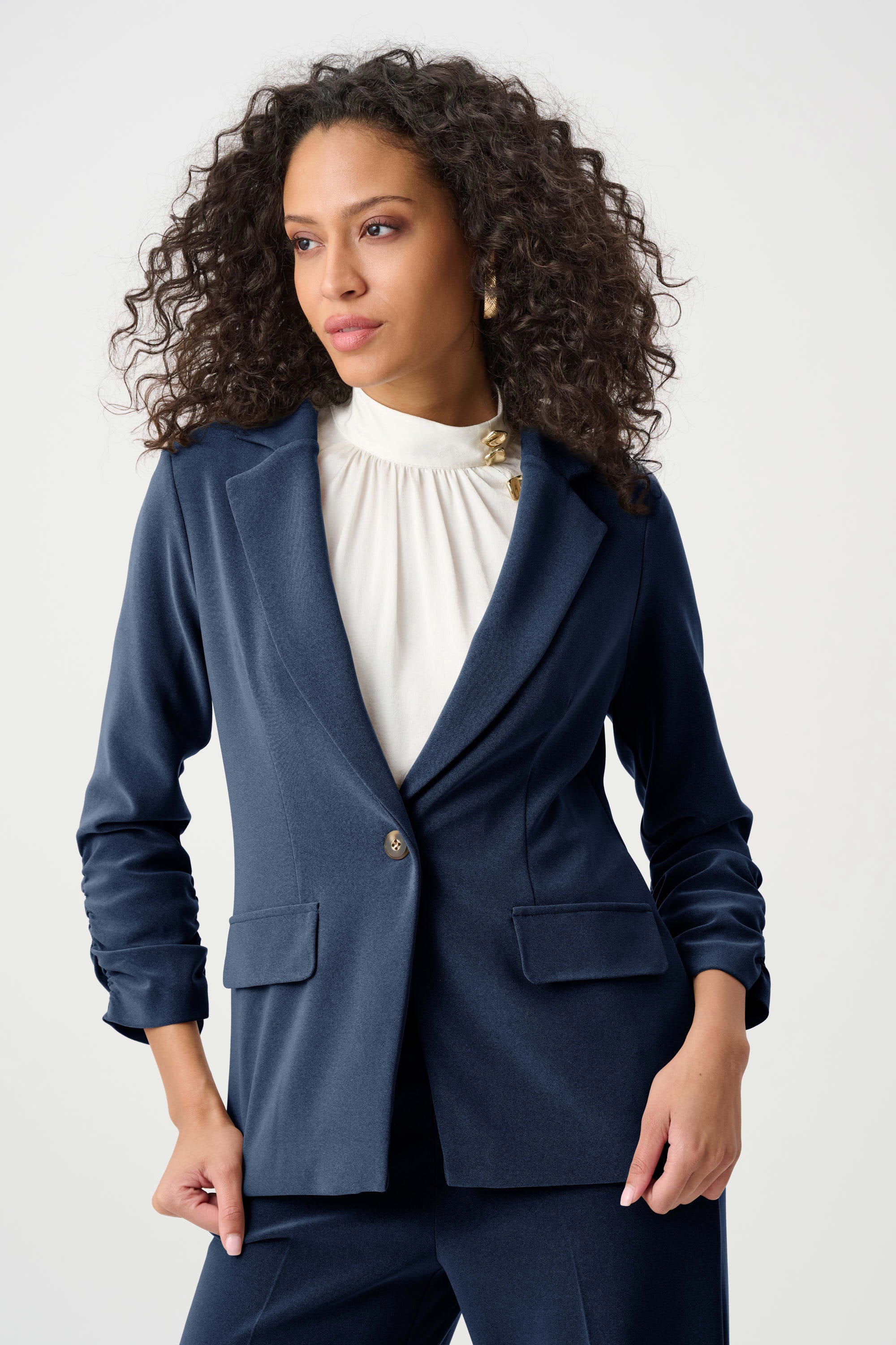 Melange Silky Knit Straight Blazer