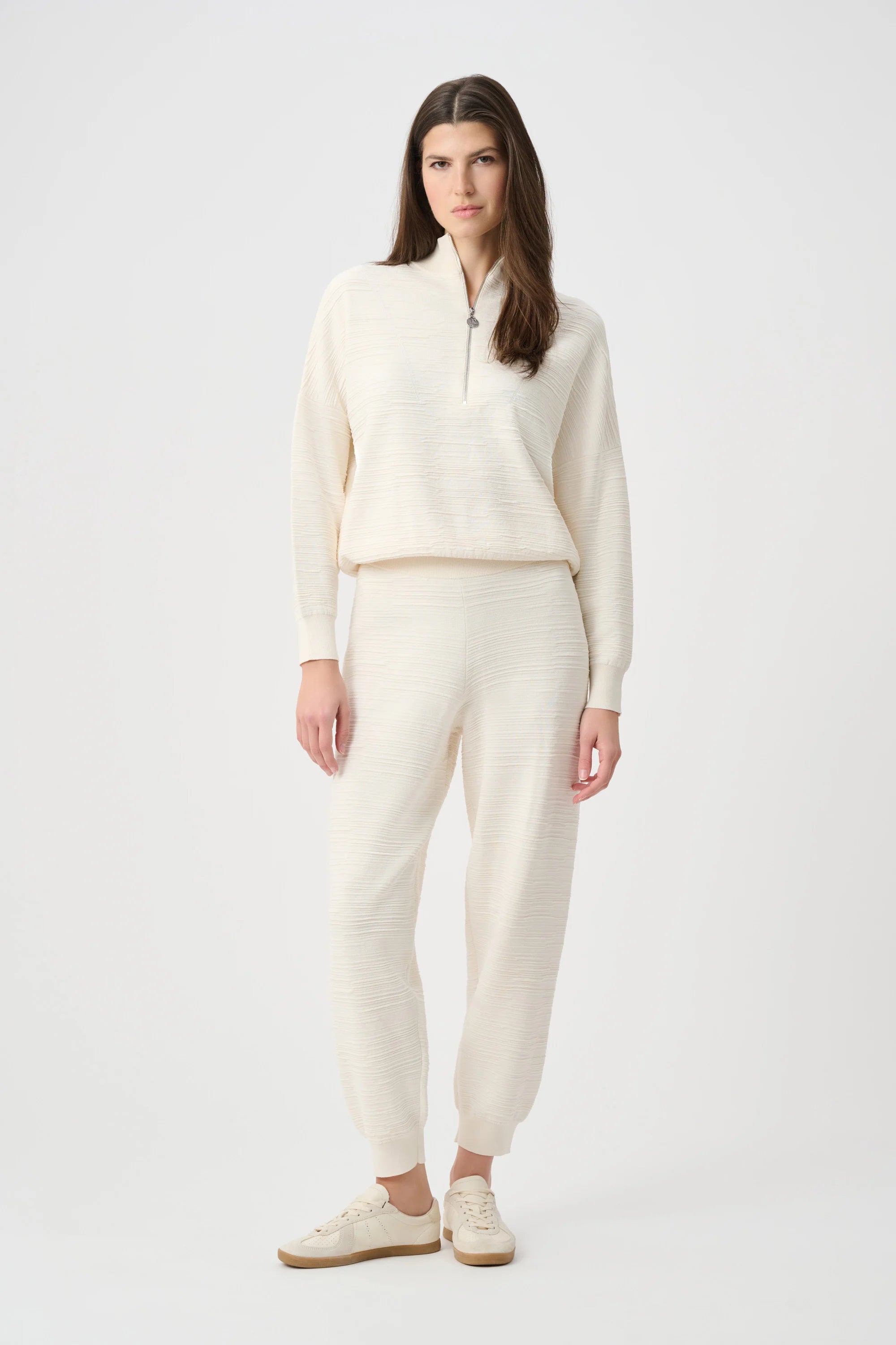 Full Body View Image Of Joseph Ribkoff Sweater Knit Mock-Neck Cocoon Sweater in Birch