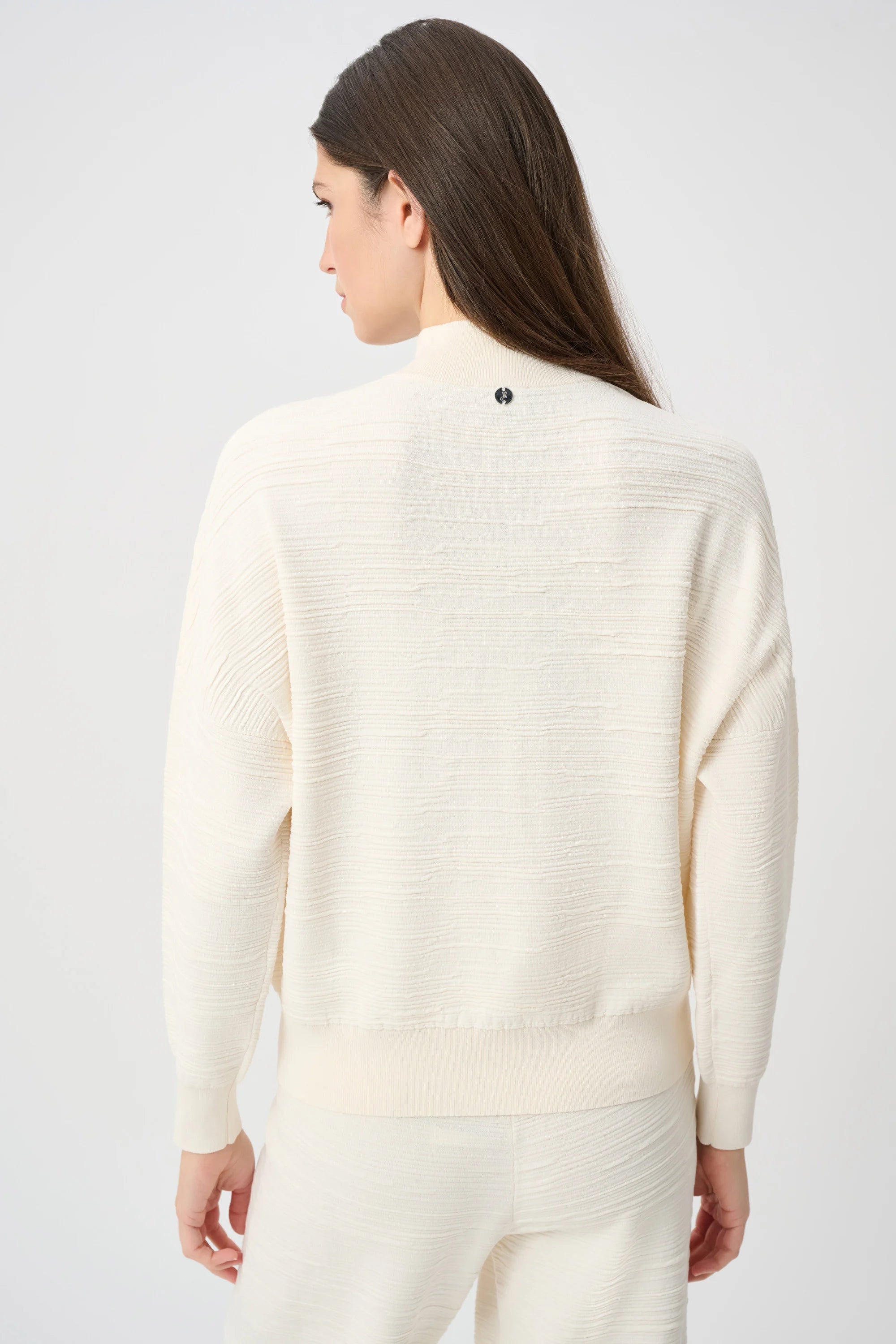 Back View Image Of Joseph Ribkoff Sweater Knit Mock-Neck Cocoon Sweater in Birch