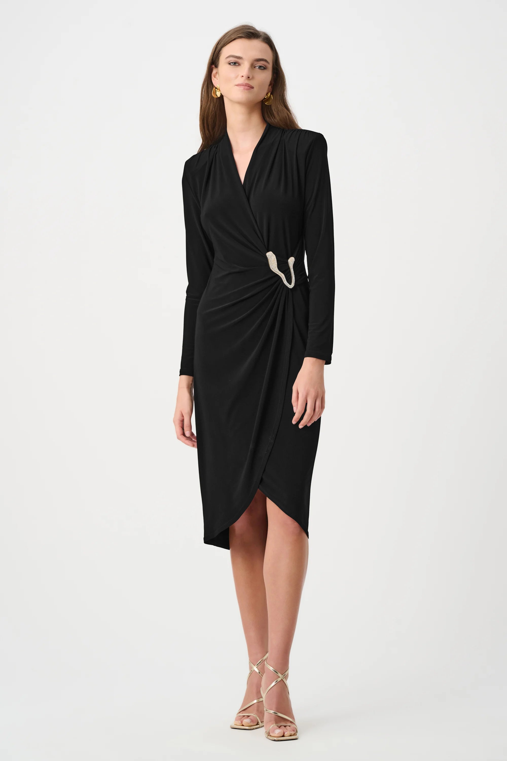 Silky Knit Sheath Wrap Dress