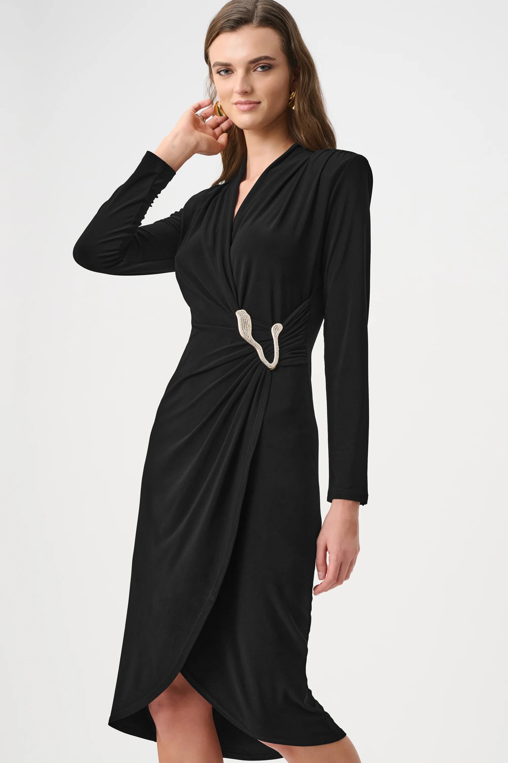 Silky Knit Sheath Wrap Dress