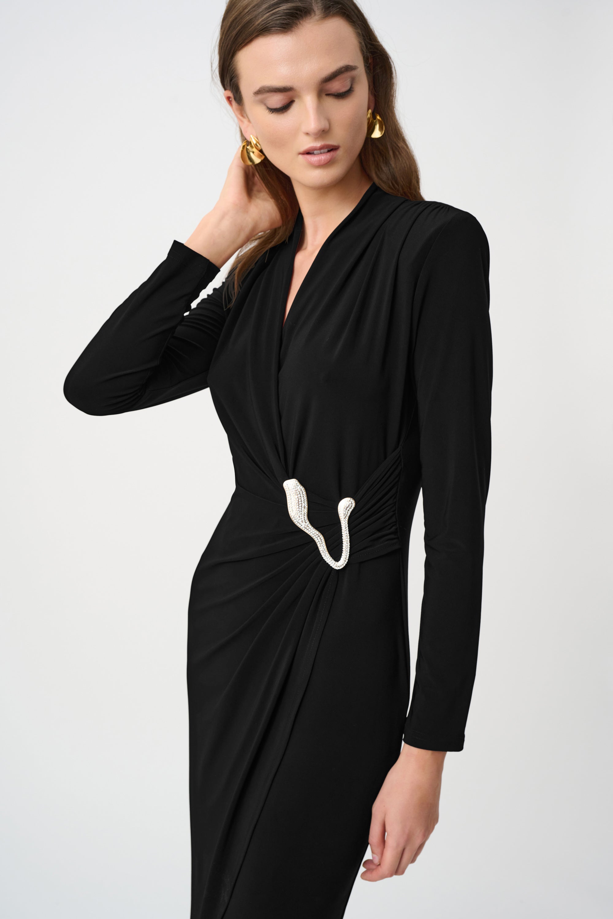 Silky Knit Sheath Wrap Dress