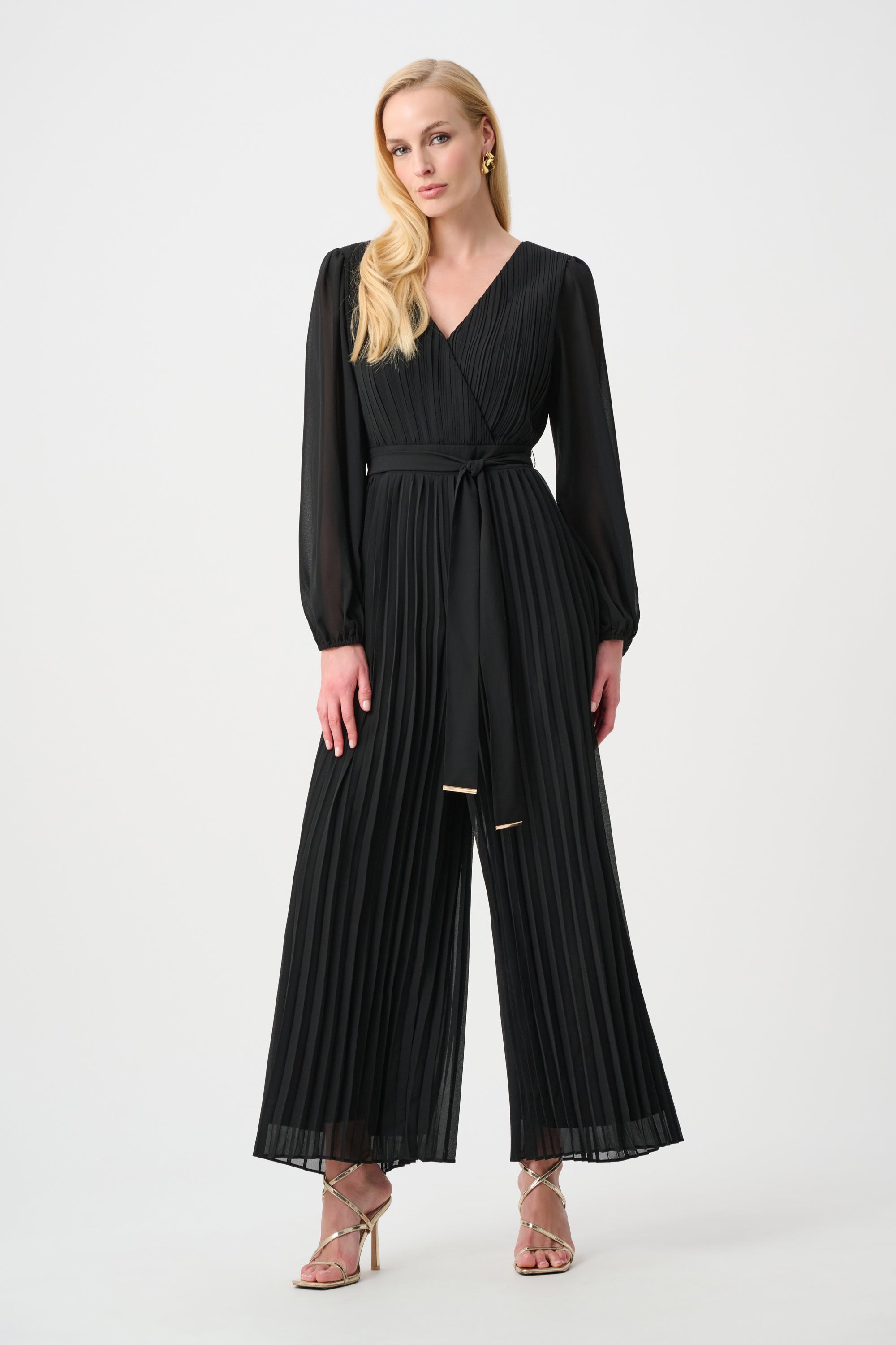Georgette And Chiffon Wide Leg Wrap Jumpsuit