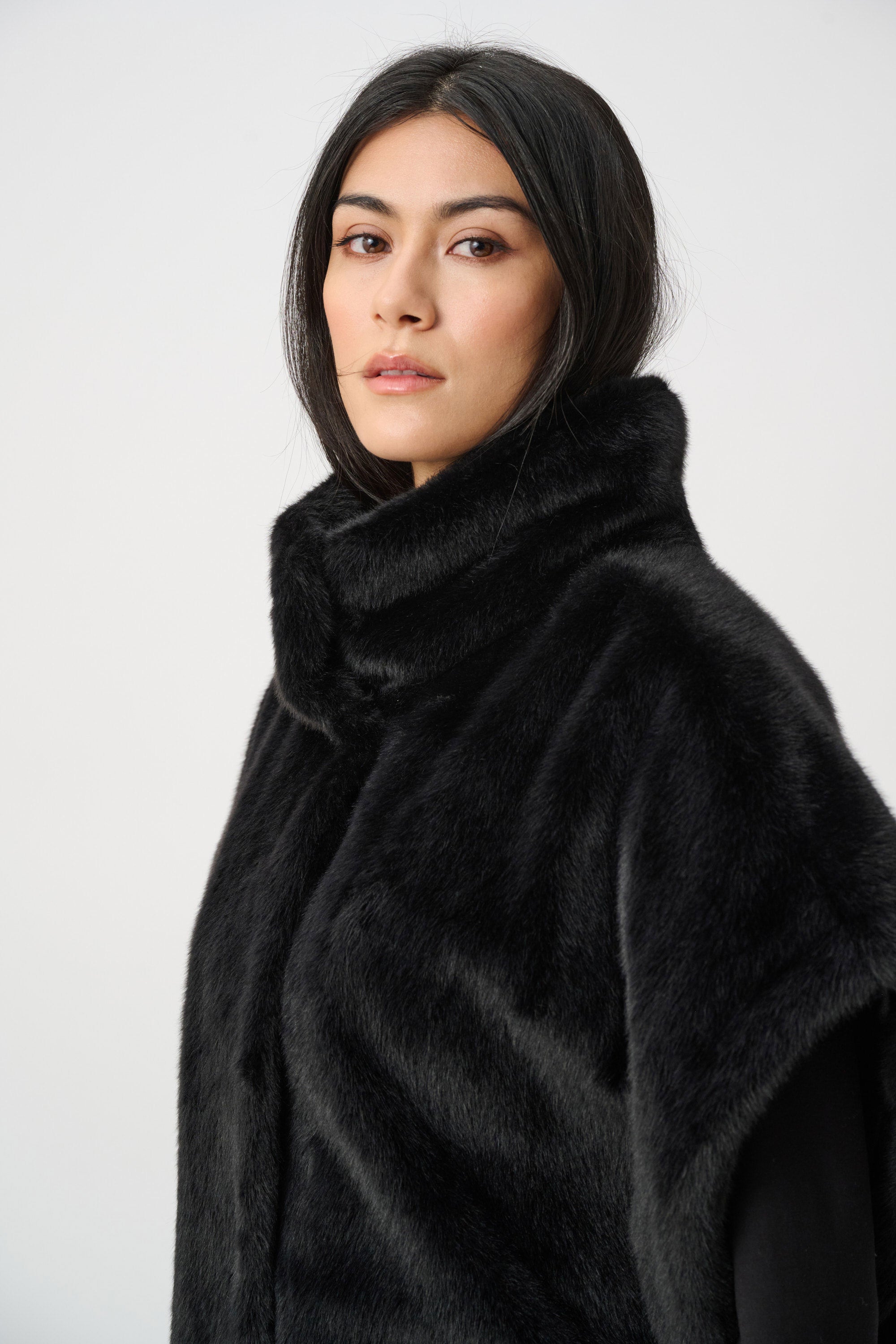 Faux Fur Funnel-Neck Boxy Vest