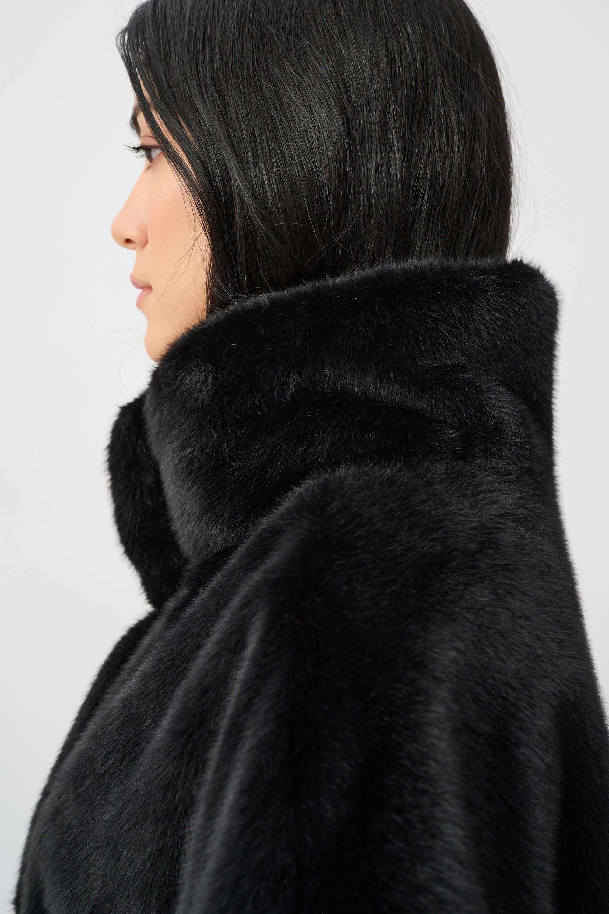 Faux Fur Funnel-Neck Boxy Vest