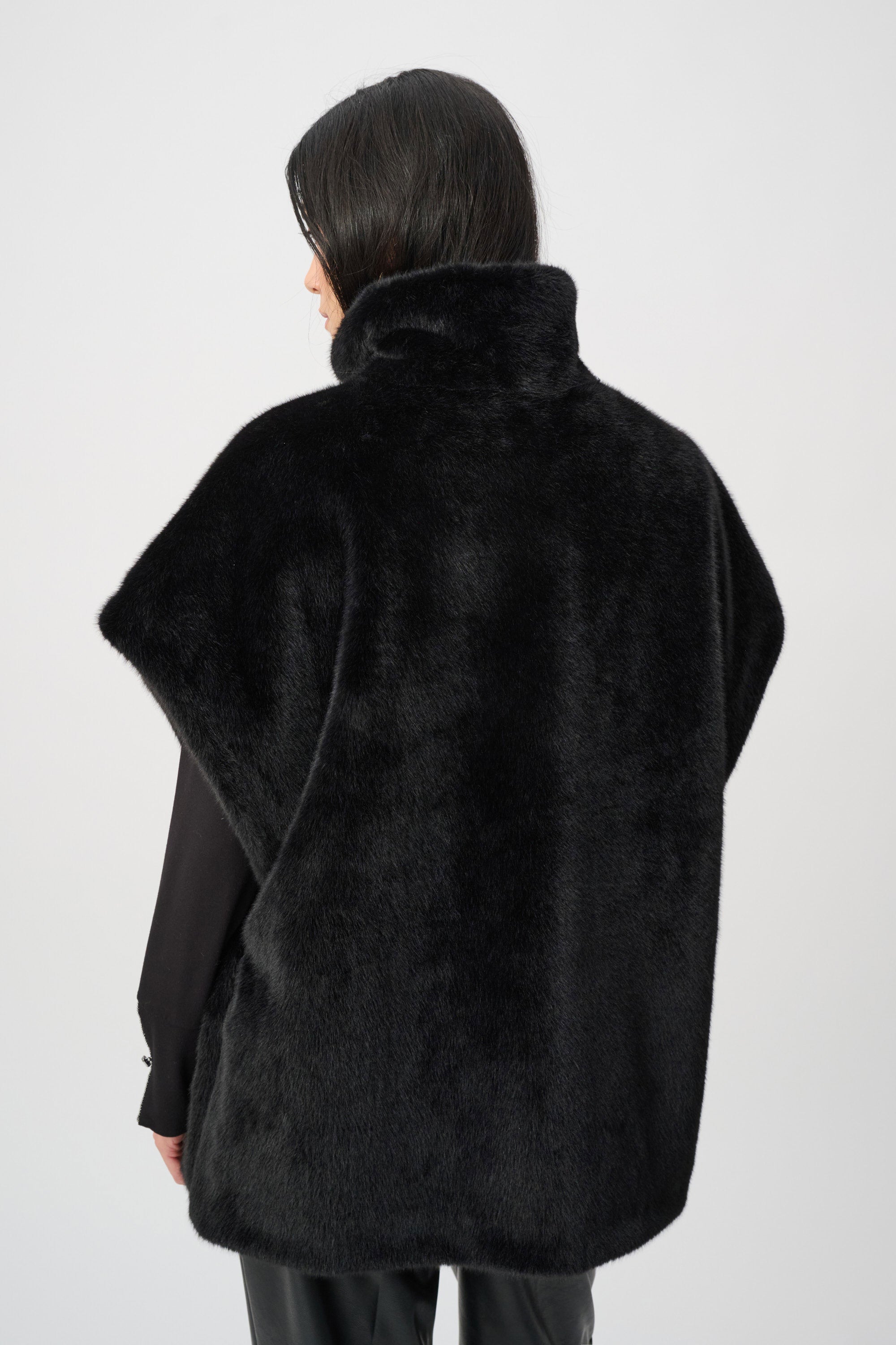 Faux Fur Funnel-Neck Boxy Vest
