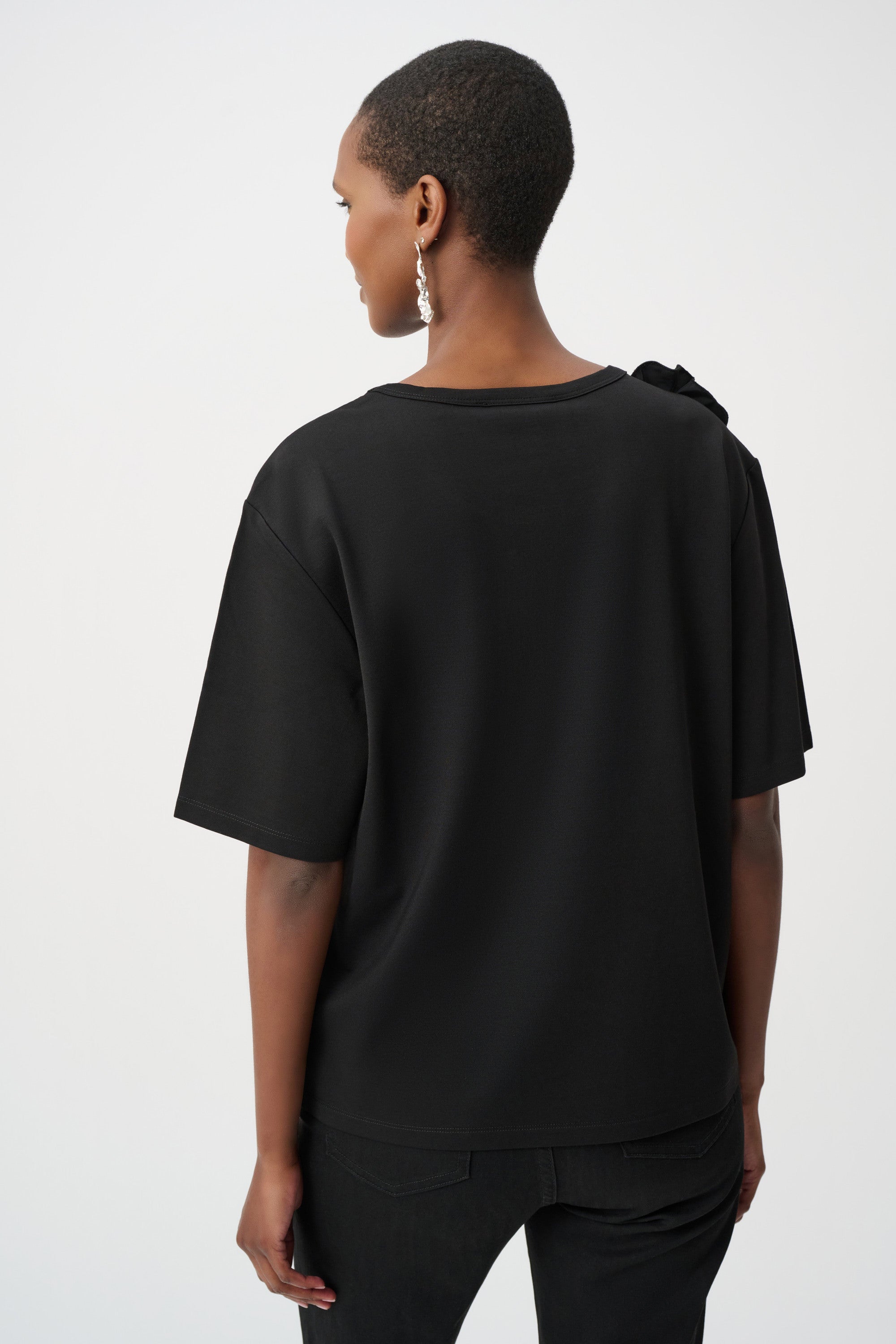 Rayon And Nylon T-Shirt With Memory Flower Detail